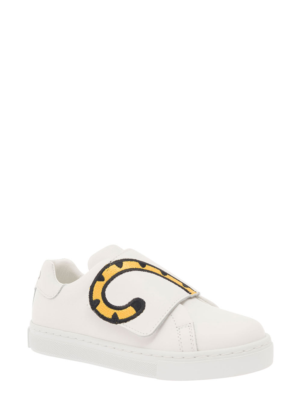 Shop Kenzo White Sneakers With Embroidered Tiger In Calf Leather Boy