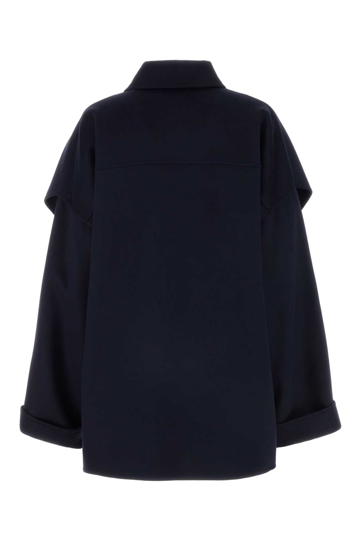 Shop Bottega Veneta Midnight Blue Wool Blend Coat In Navy