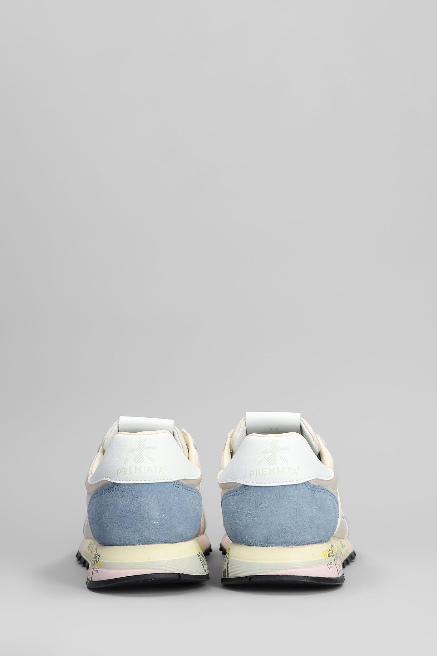 Premiata Lucy Sneakers In Powder Suede And Fabric In White