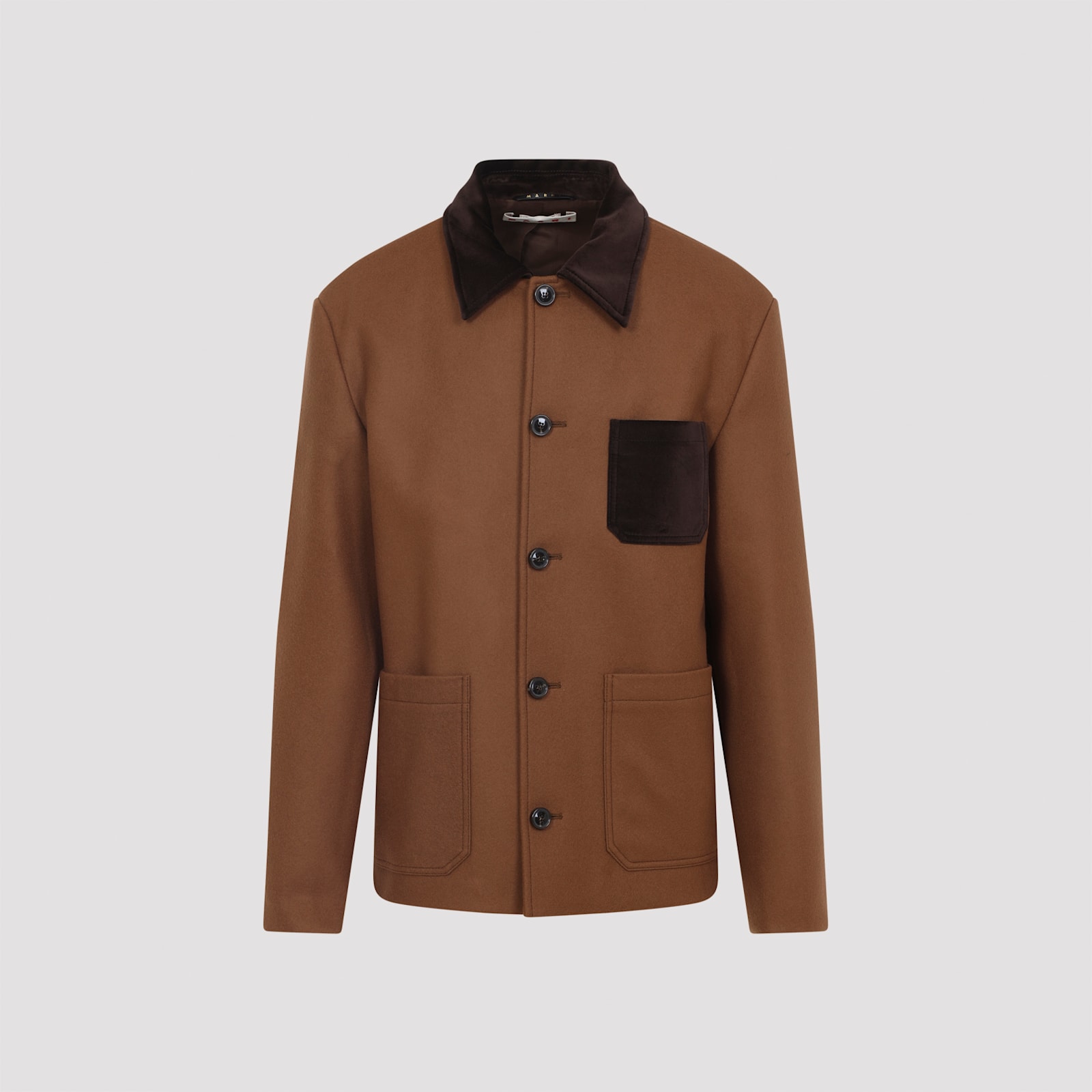 Marni Double Splittable Wool Felt Workwear Jacket In Brown
