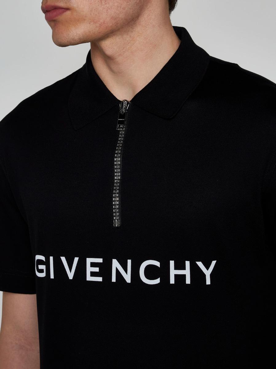 Shop Givenchy Logo Cotton Polo Shirt In Black