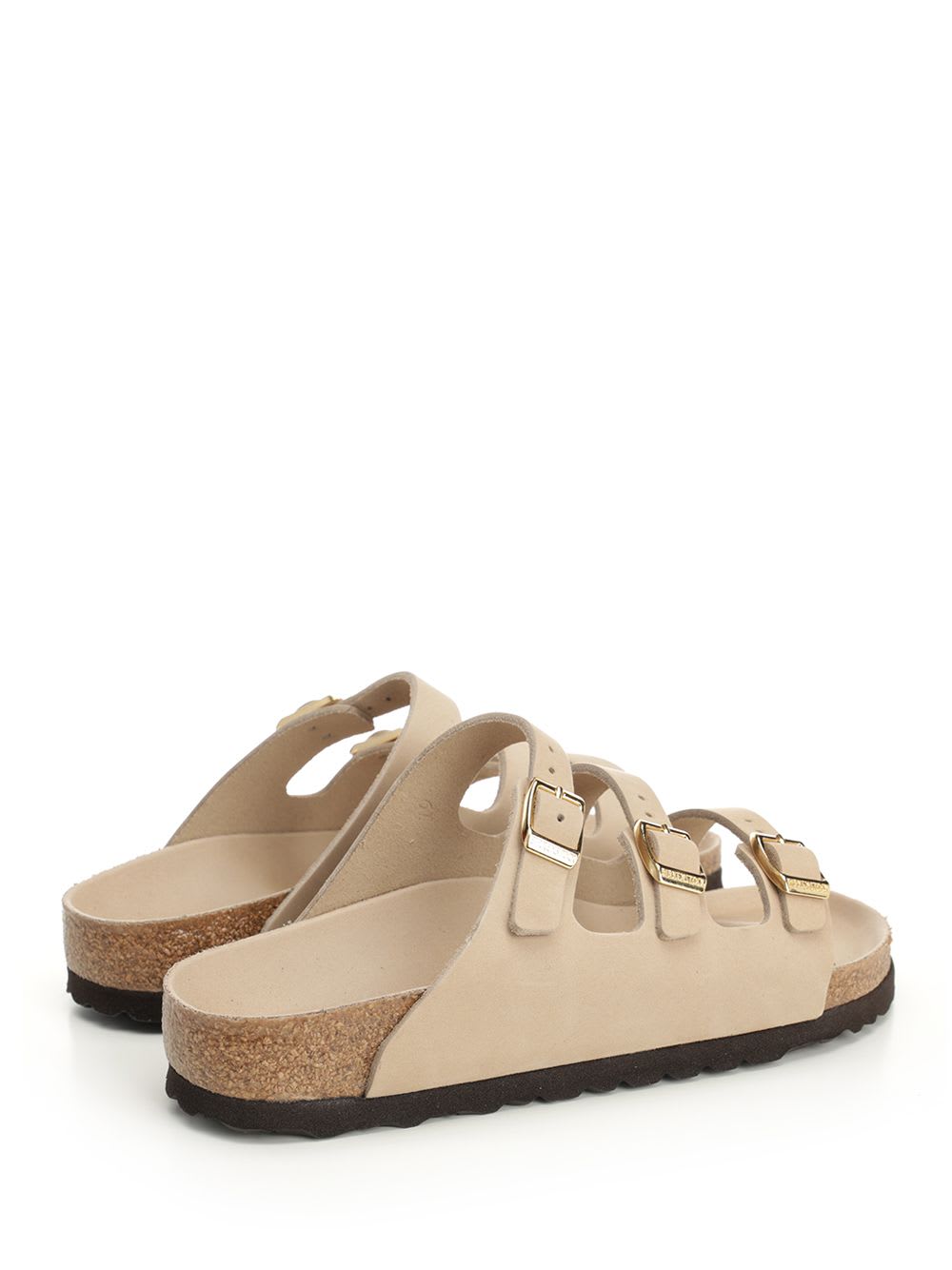 Birkenstock Beige Leather Florida Slippers In Brown