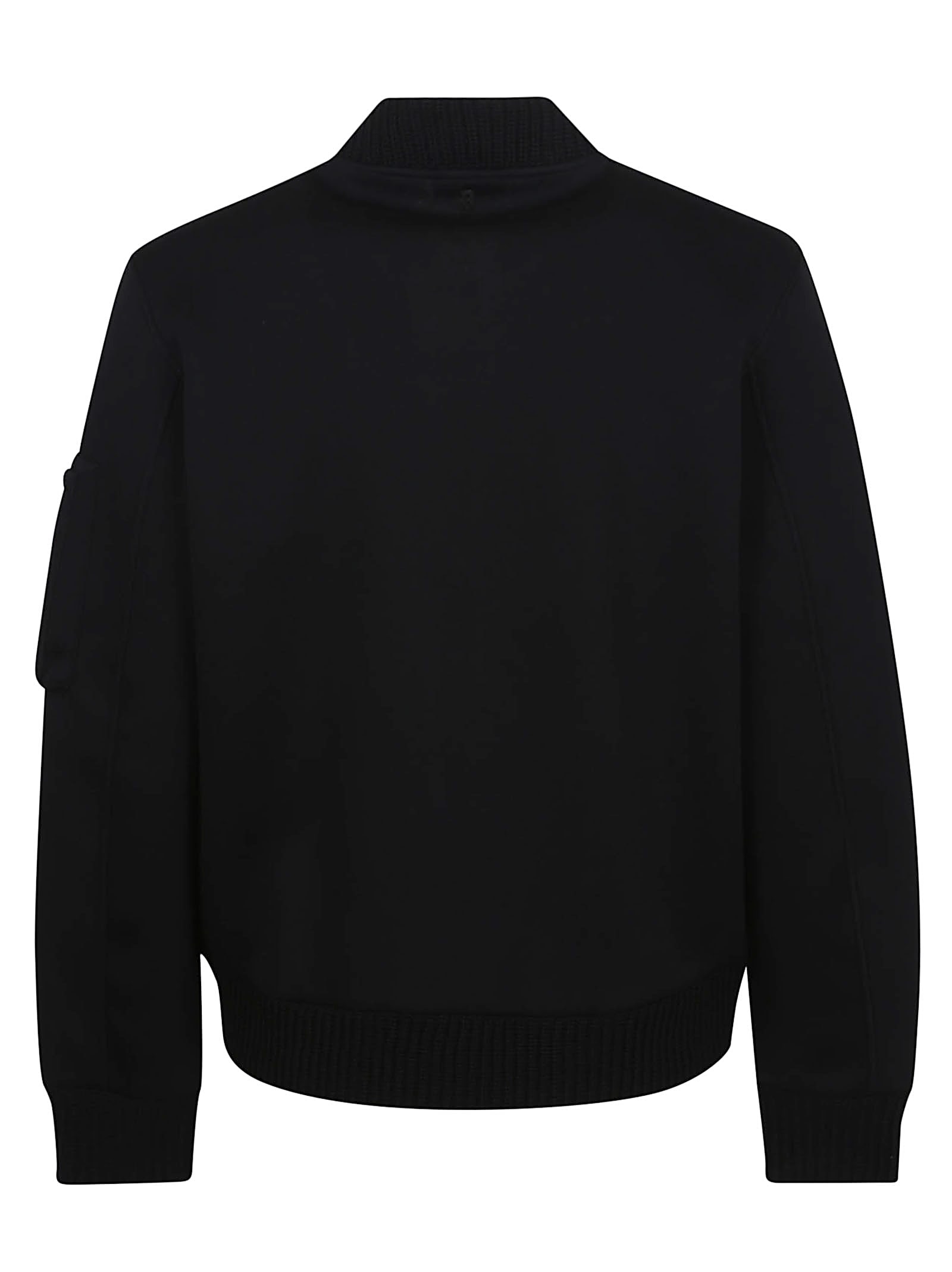 Dondup Neoprene Bomber Jacket With Ribbed Trim In Black