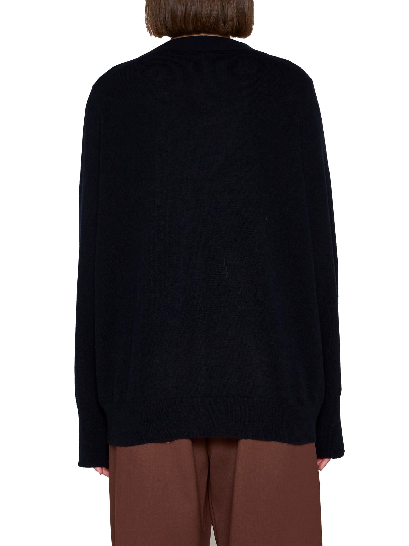 Shop Studio Nicholson Cardigan In Darkest Navy