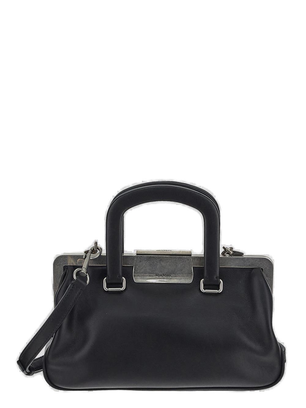 Shop Max Mara Logo Detailed Top Handle Bag In Black