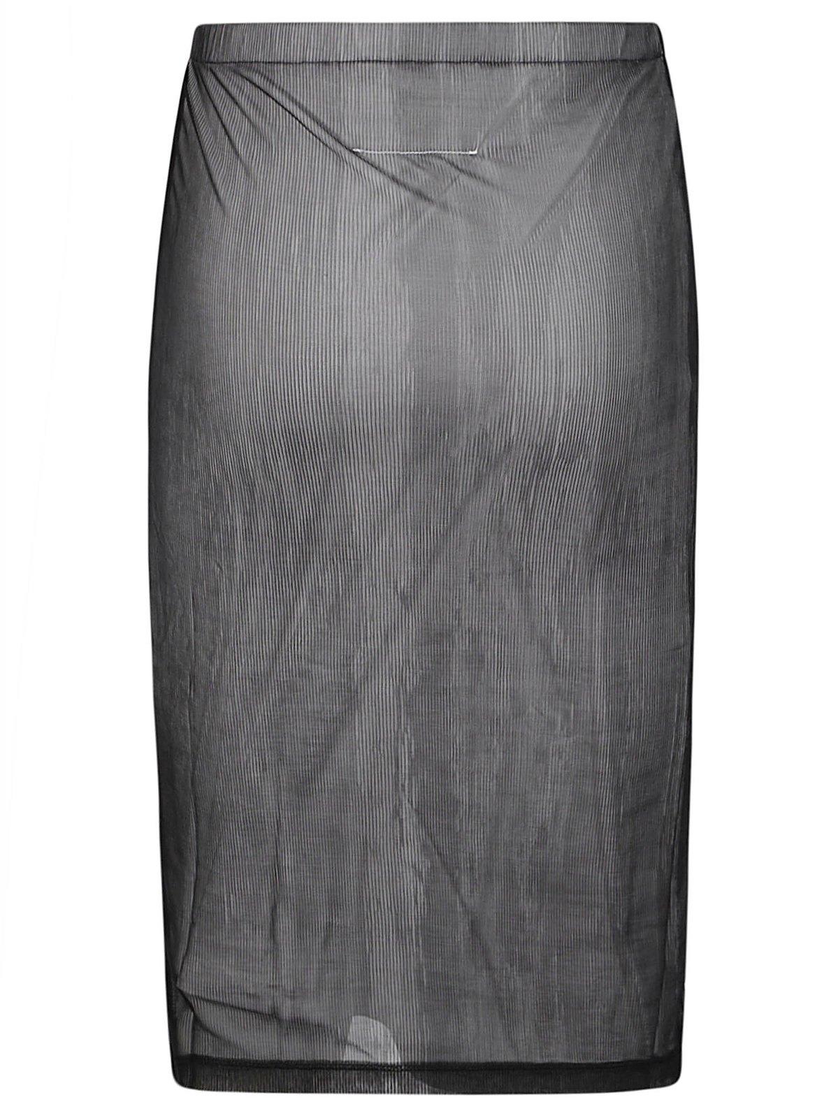 Shop Mm6 Maison Margiela Sheer Ribbed Skirt