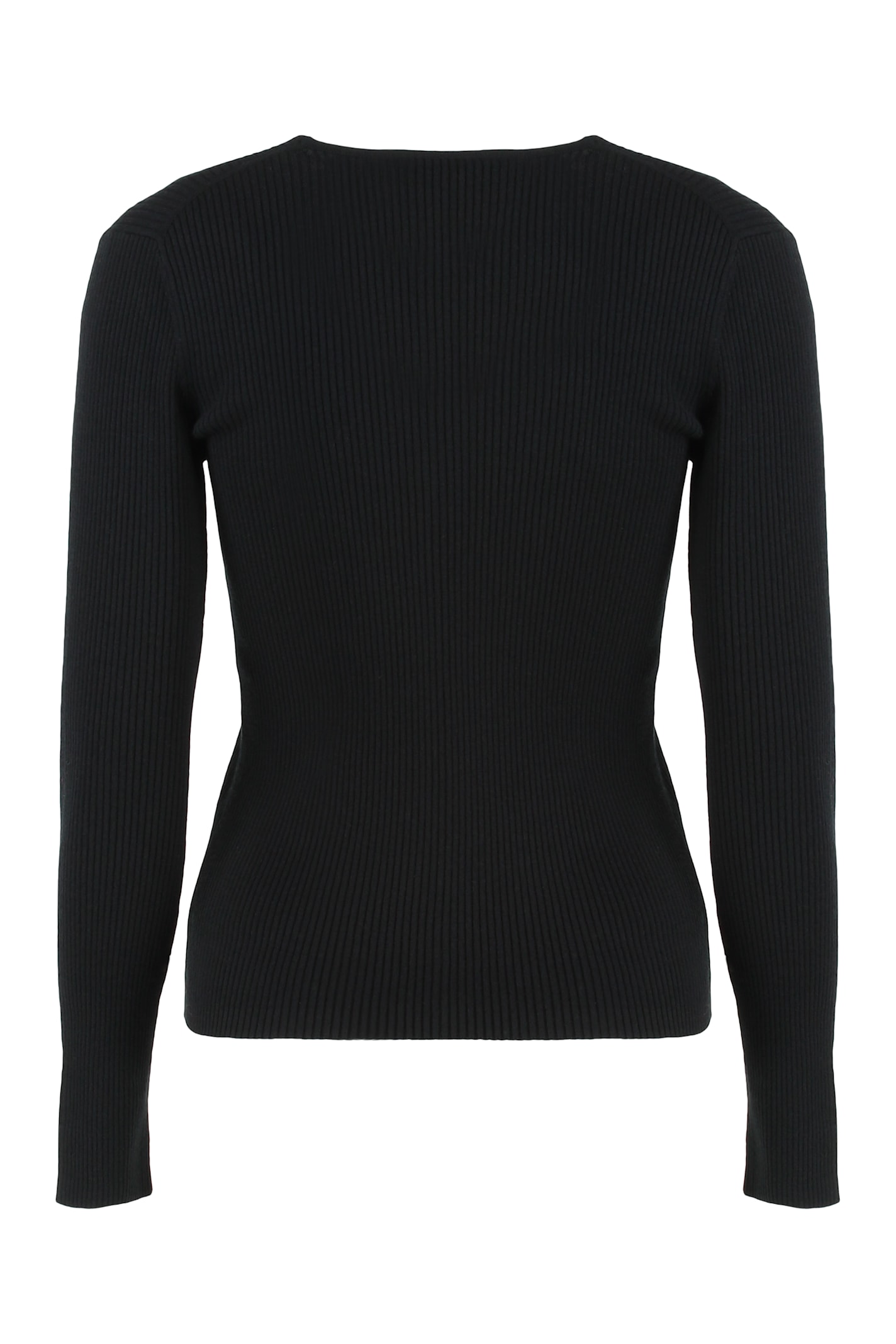 Maison Kitsuné Cardigan Made Of Fine Ribbed Wool In Black