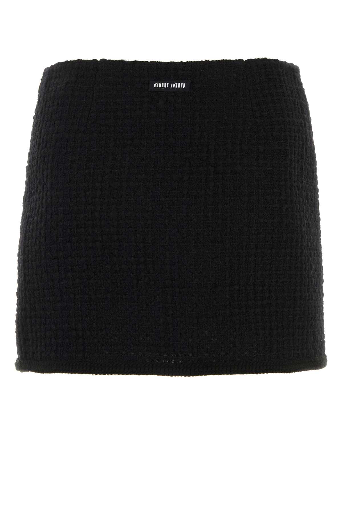 Shop Miu Miu Black Boucle Mini Skirt In Nero