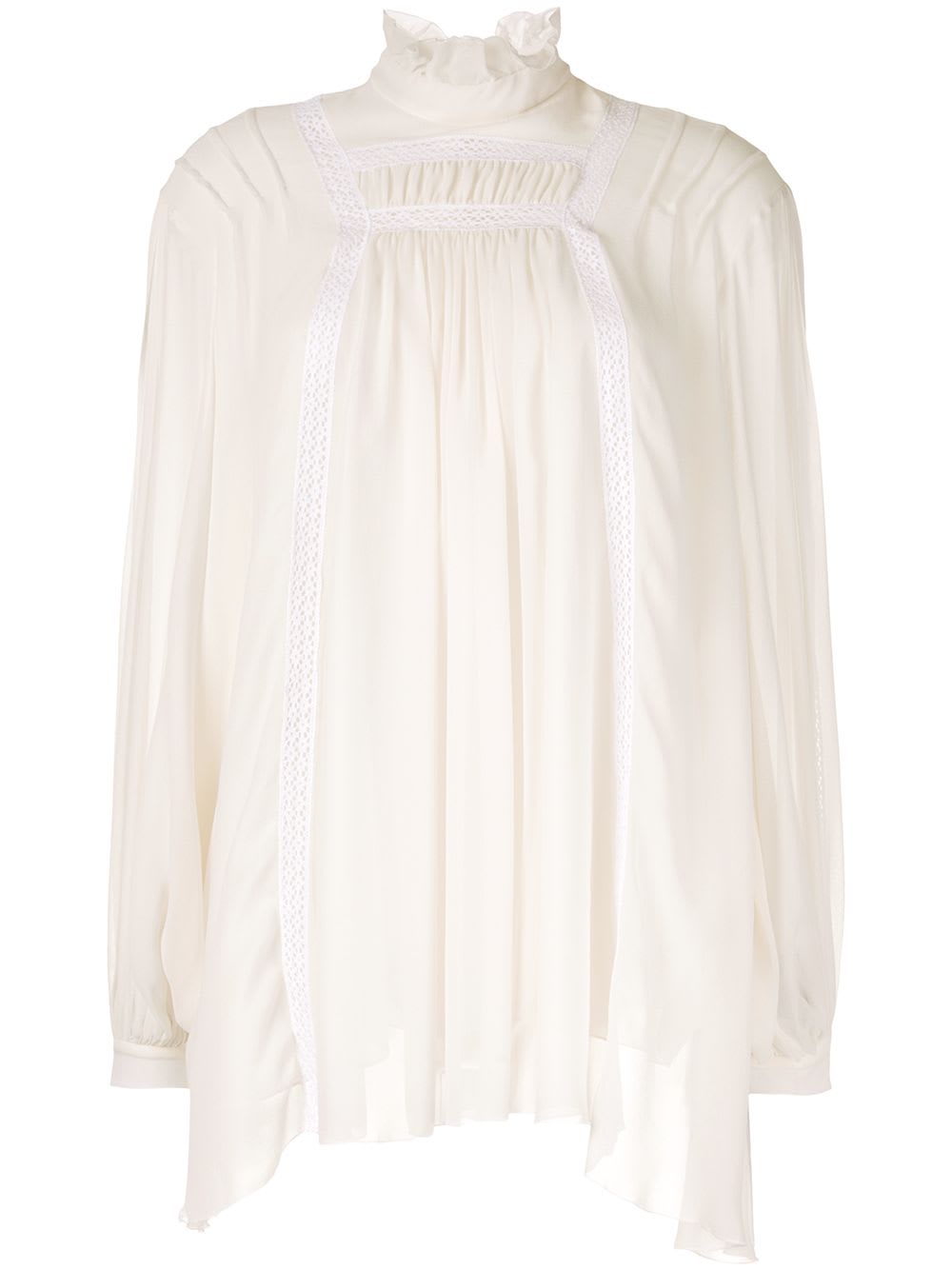 Giambattista Valli Ivory Silk Bouse With White Laces