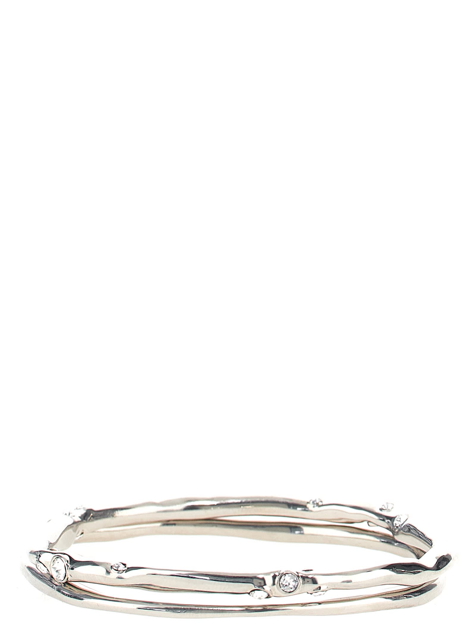 Shop Dries Van Noten Embedded Bangles Bracelets In Silver