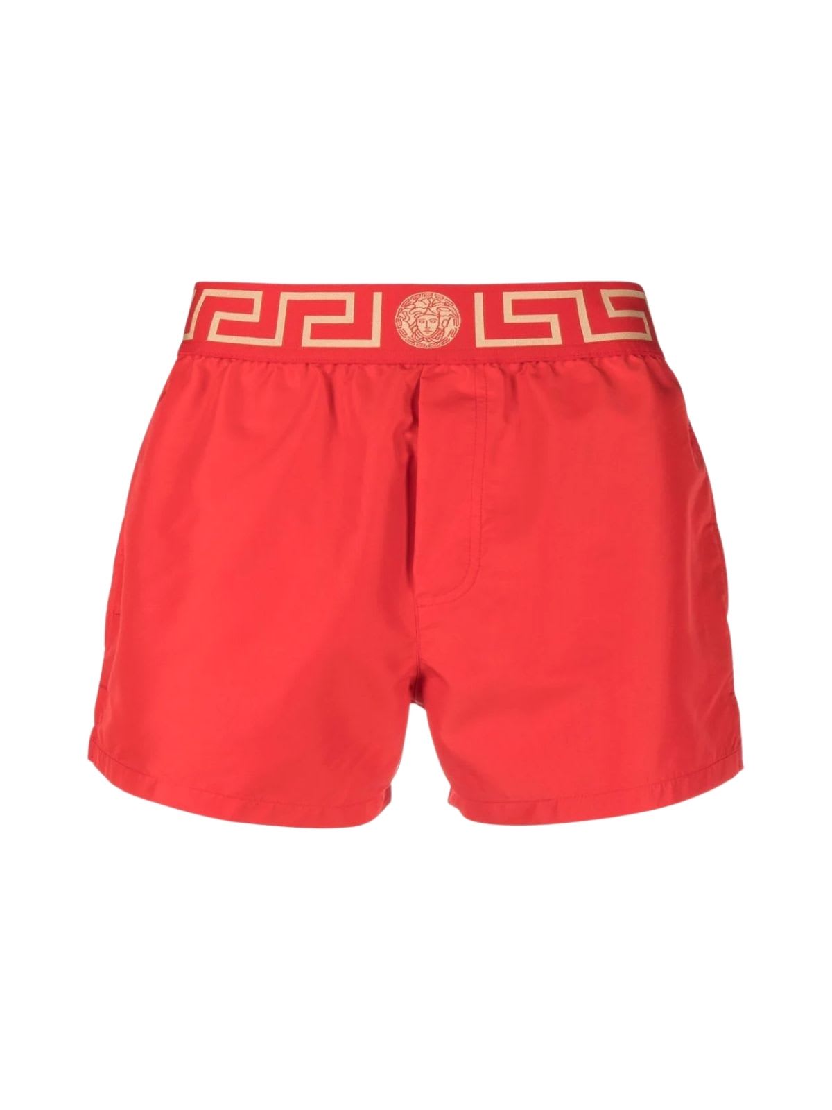 Versace Baroque-print Relaxed-fit Swim Shorts In Red Gold