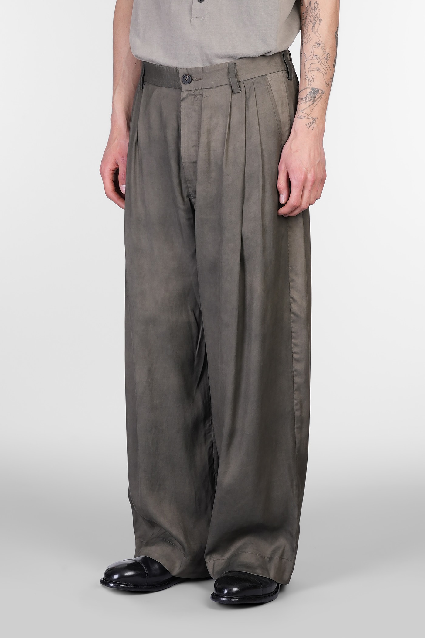 Ziggy Chen Pants In Green Viscose