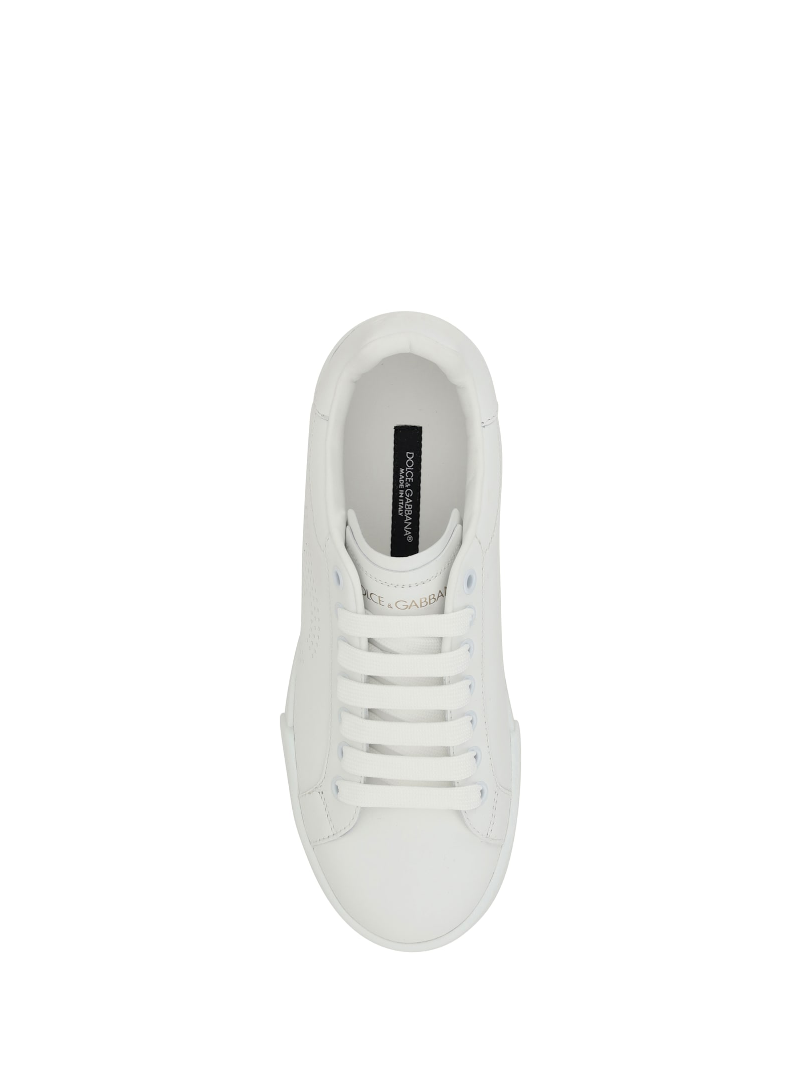 Dolce & Gabbana Portofino Low-top Leather Sneakers With Lateral Monogram In Neutral