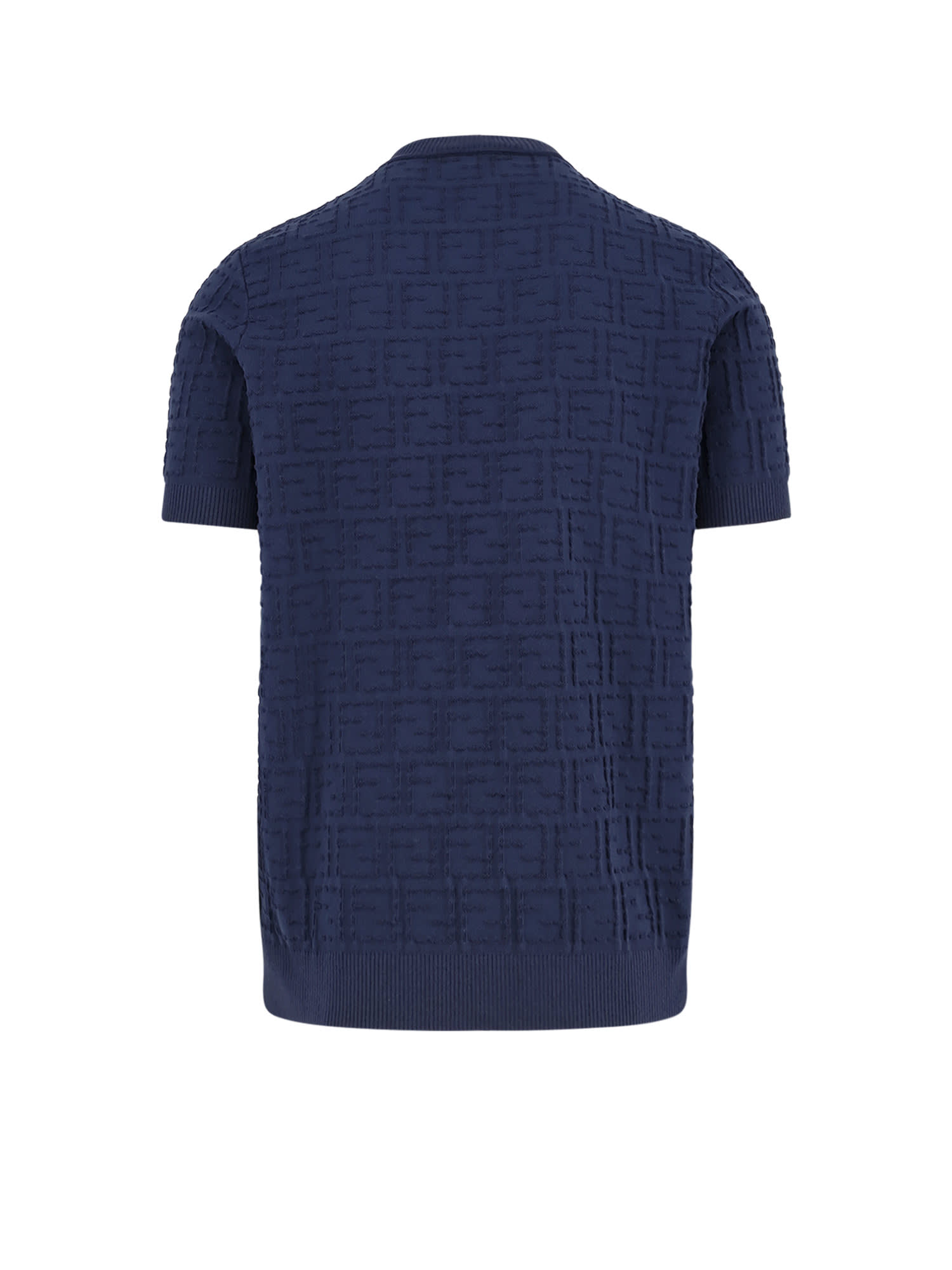 Fendi Ff Cotton Blend Sweater In Blue