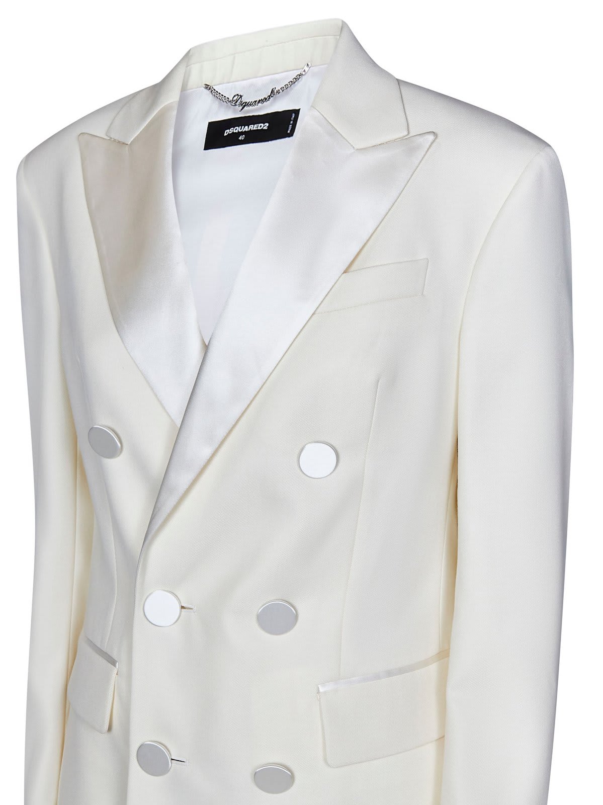 Shop Dsquared2 Boston Double-breasted Satin Suit In White