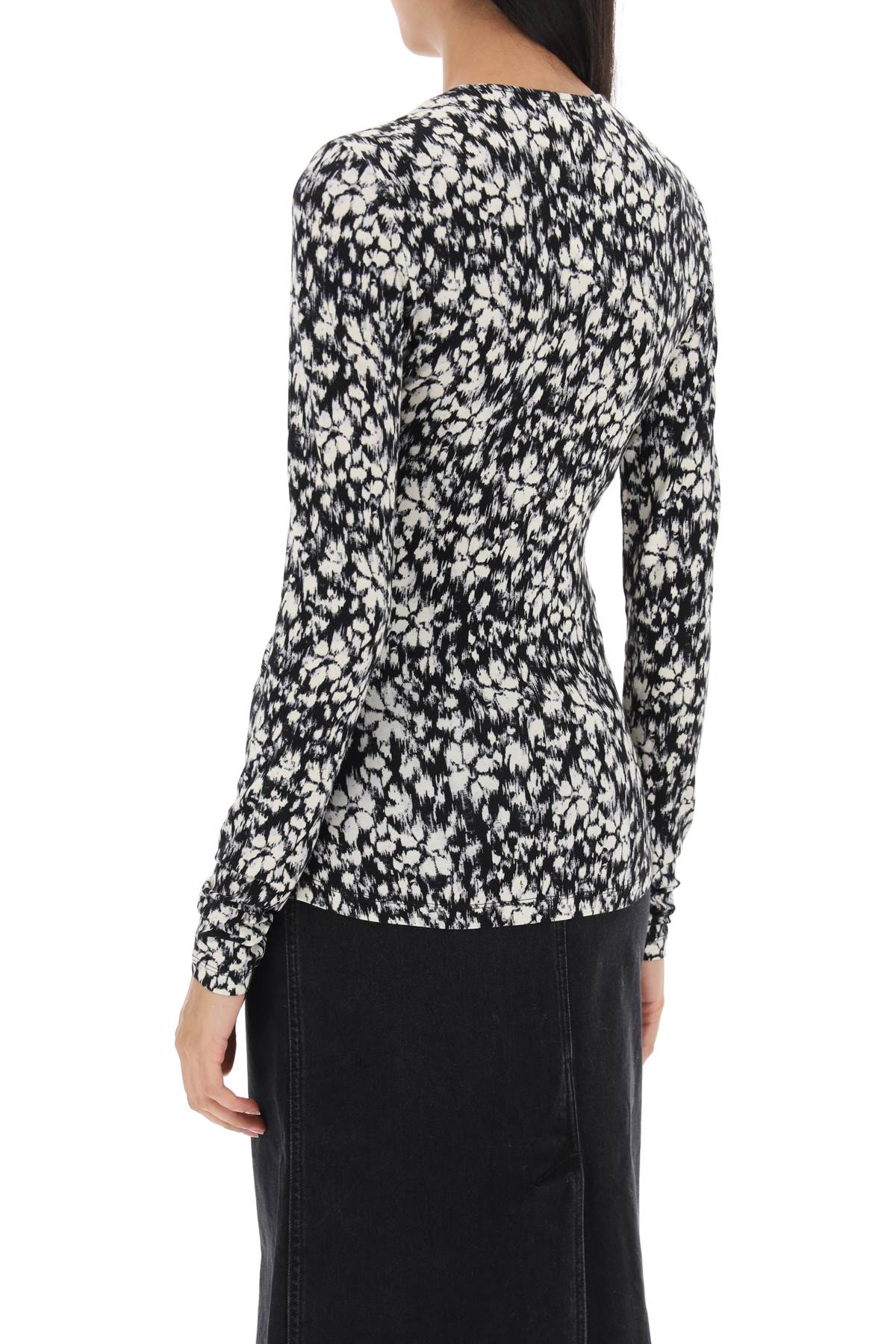 Shop Marant Etoile Lyss Long Sleeve Jersey Top In Black White (black)