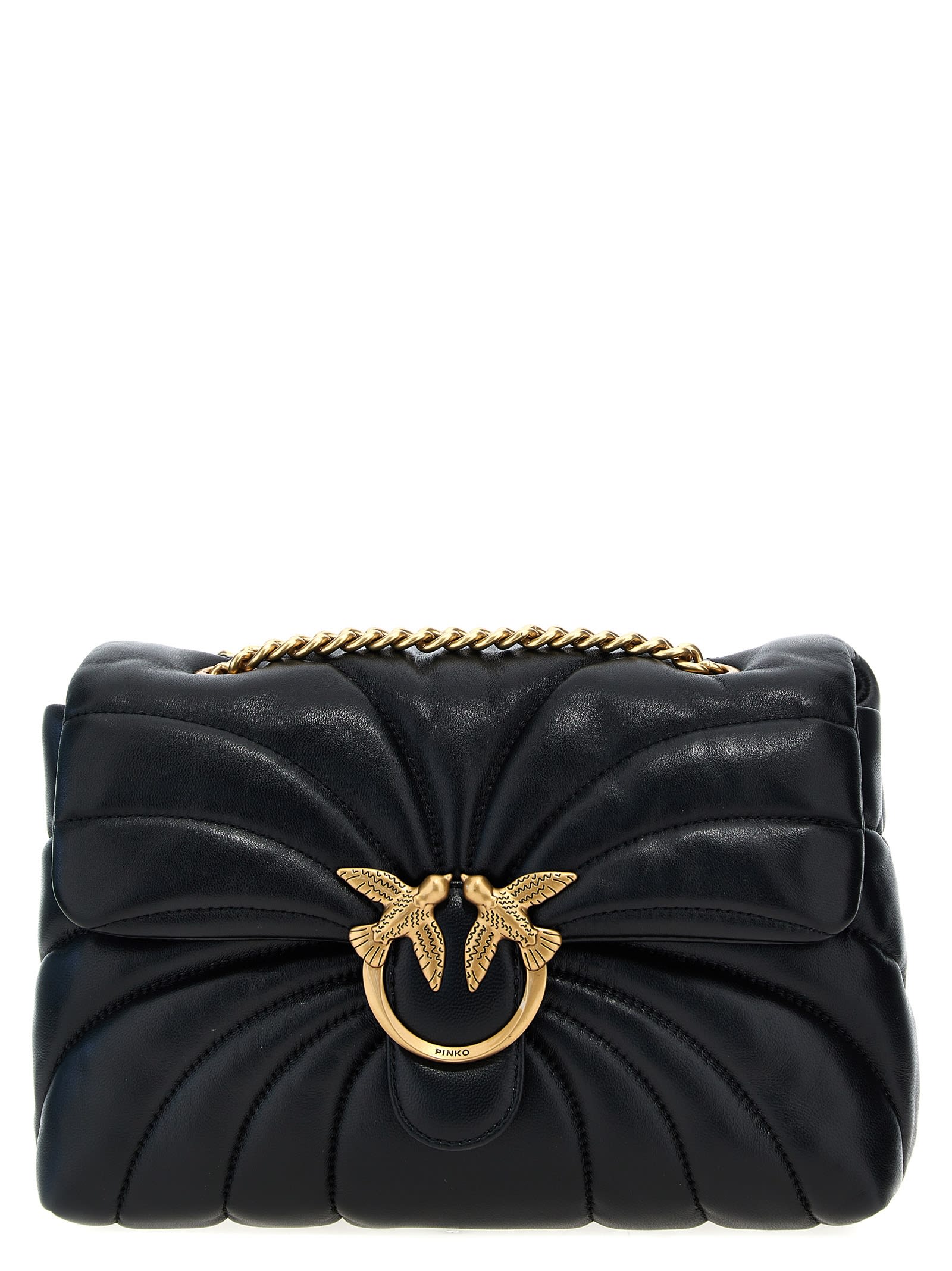 Shop Pinko Love Puff Classic Crossbody Bag In Black