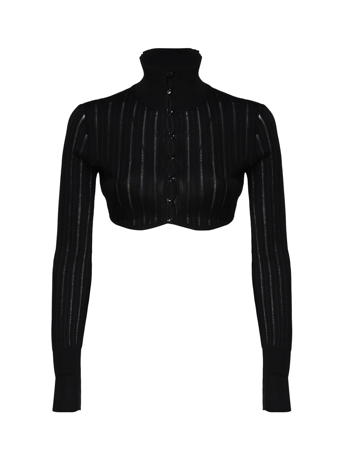 Alaïa Viscose Crop-top Cardigan In Black