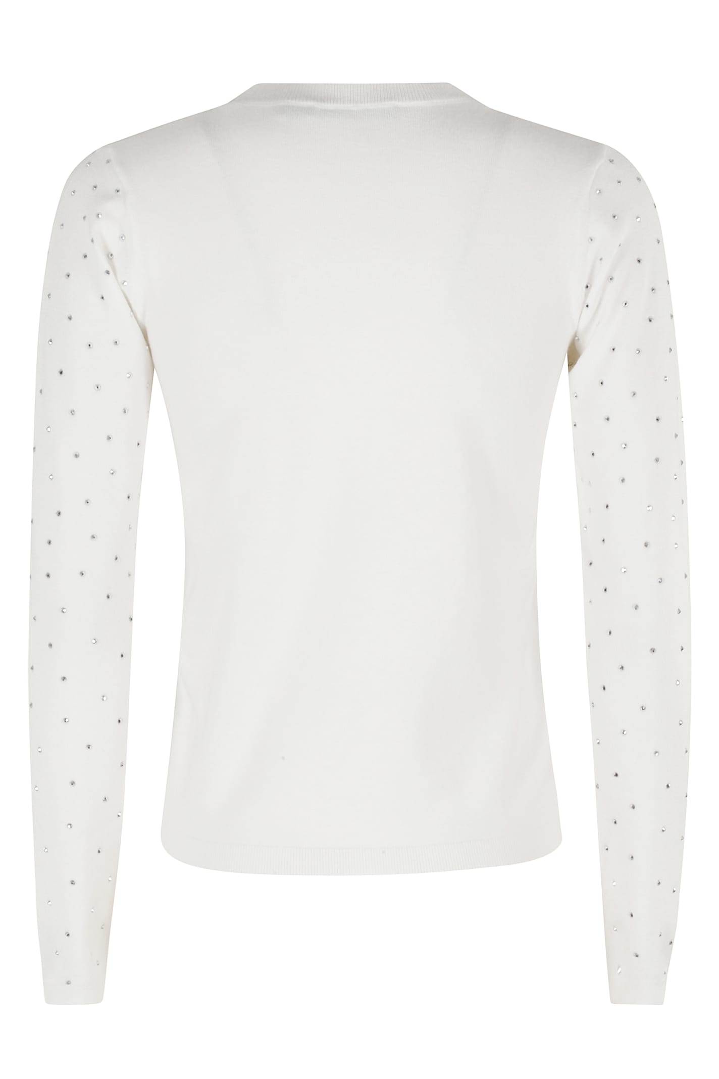 Seventy Cropped Crew Neck Sweater With Silver Embellishments In Gray