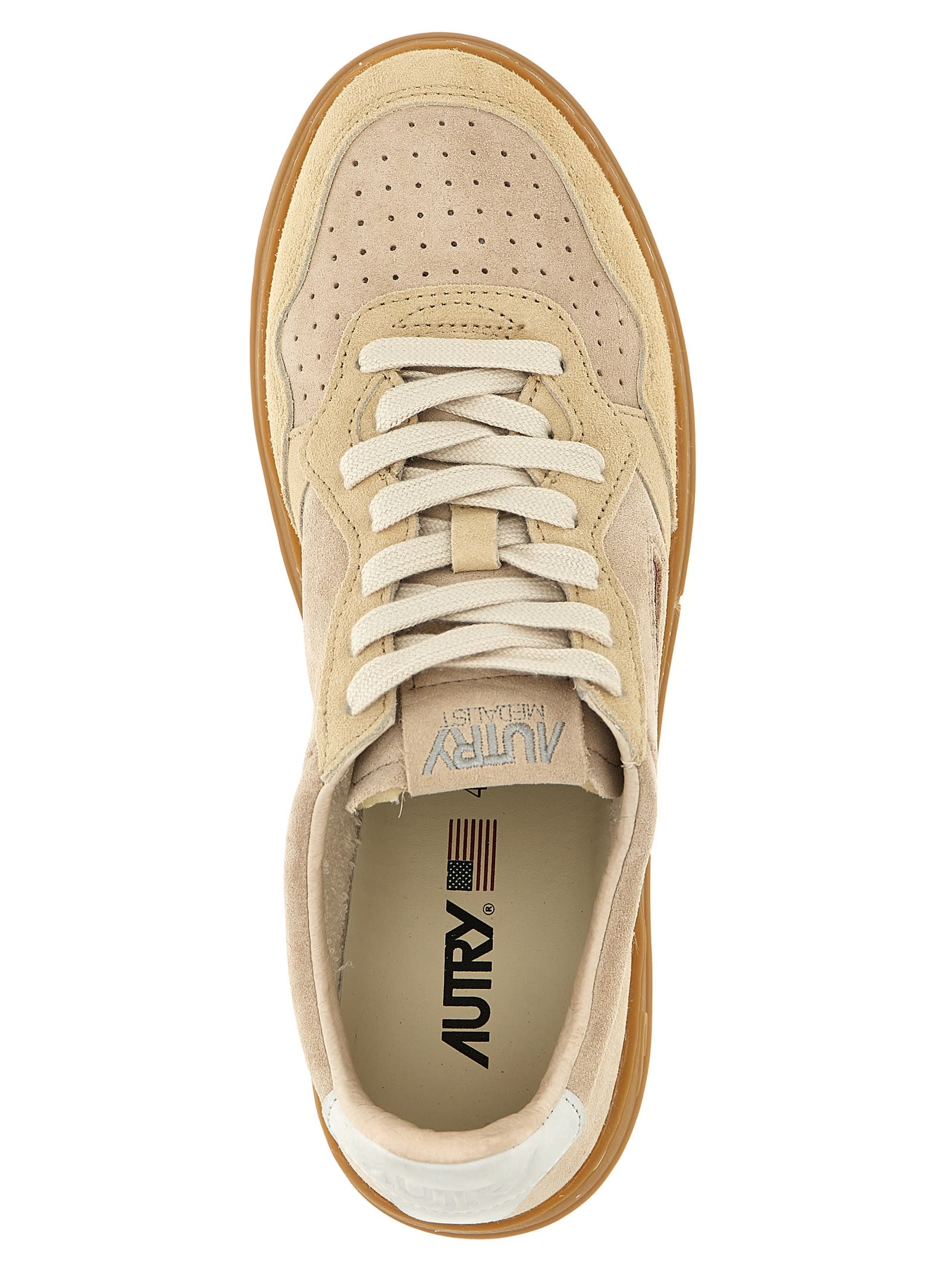 Shop Autry Medalist Low Sneakers In Beige