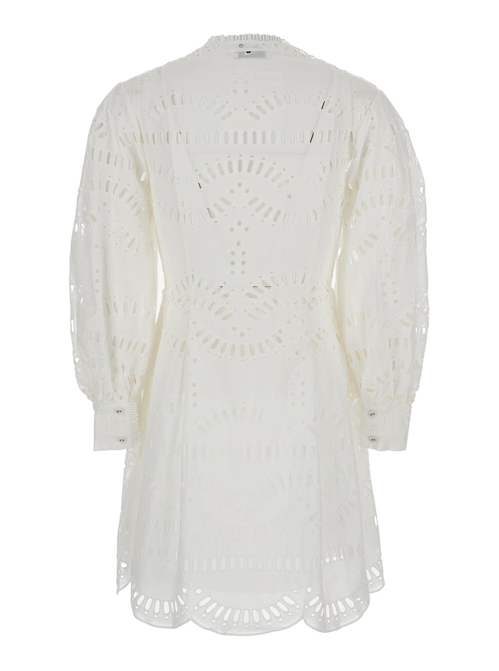 Shop Charo Ruiz White Sangallo Lace Short Franca Dress In Cotton Blend Woman