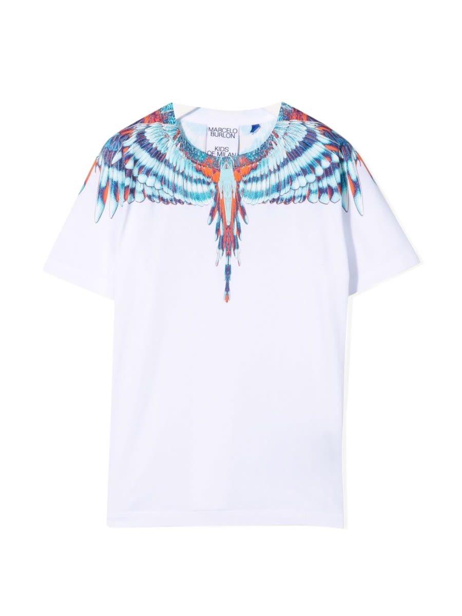 Marcelo Burlon County Of Milan T-shirt Con Stampa Ali In White