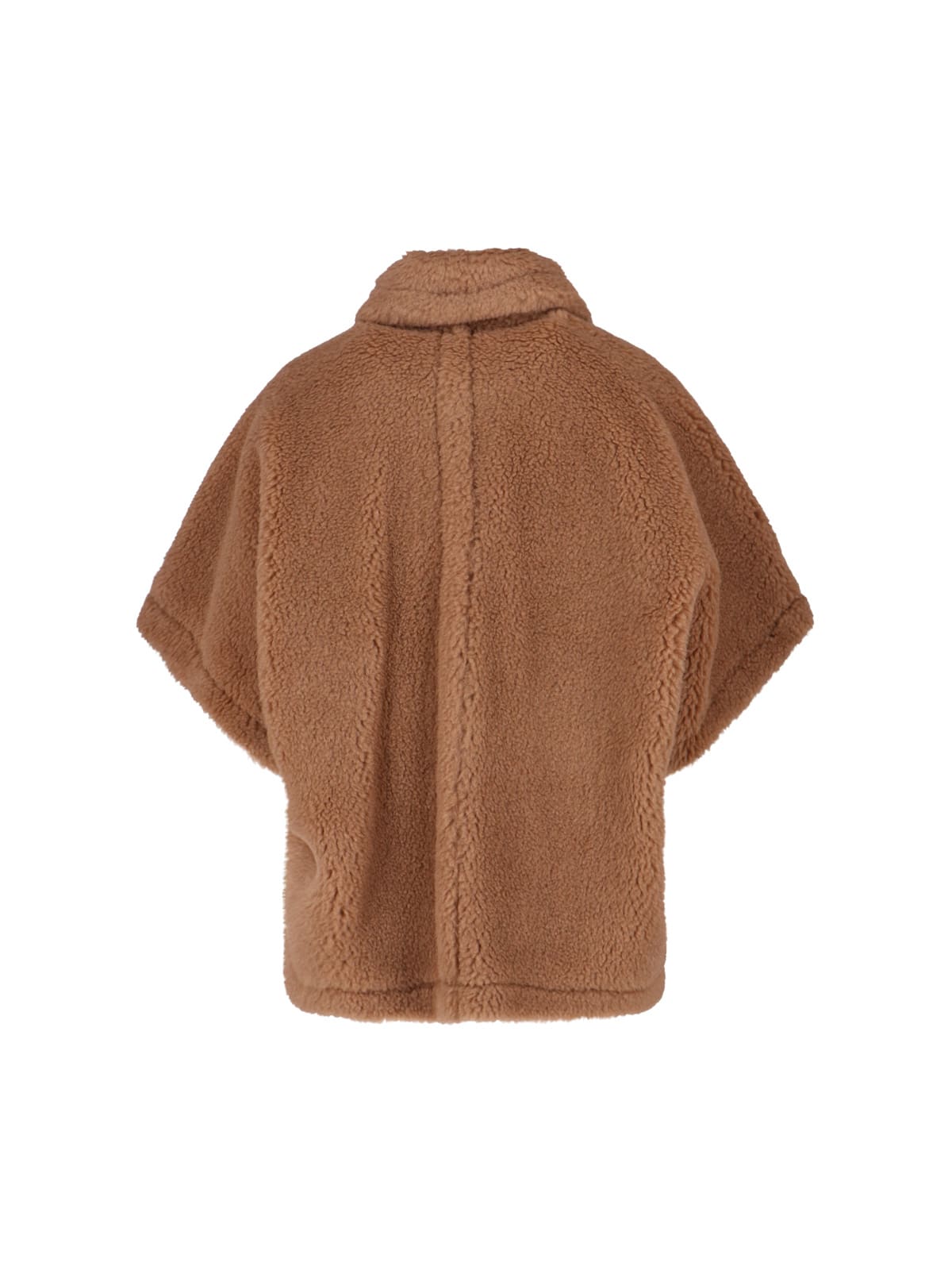 Max Mara Teddy-fabric Oversized-collar Cape In Brown