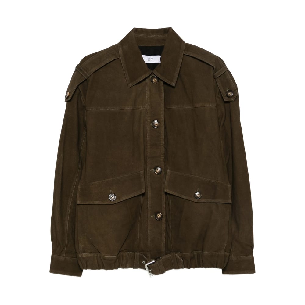 Iro Barrie Leather Jacket In Green Leather In Brown