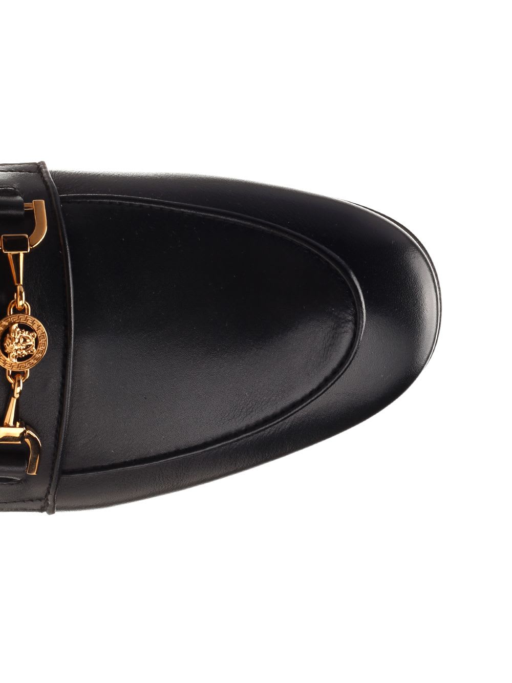 Shop Versace Medusa 95 Slippers In Black- Gold
