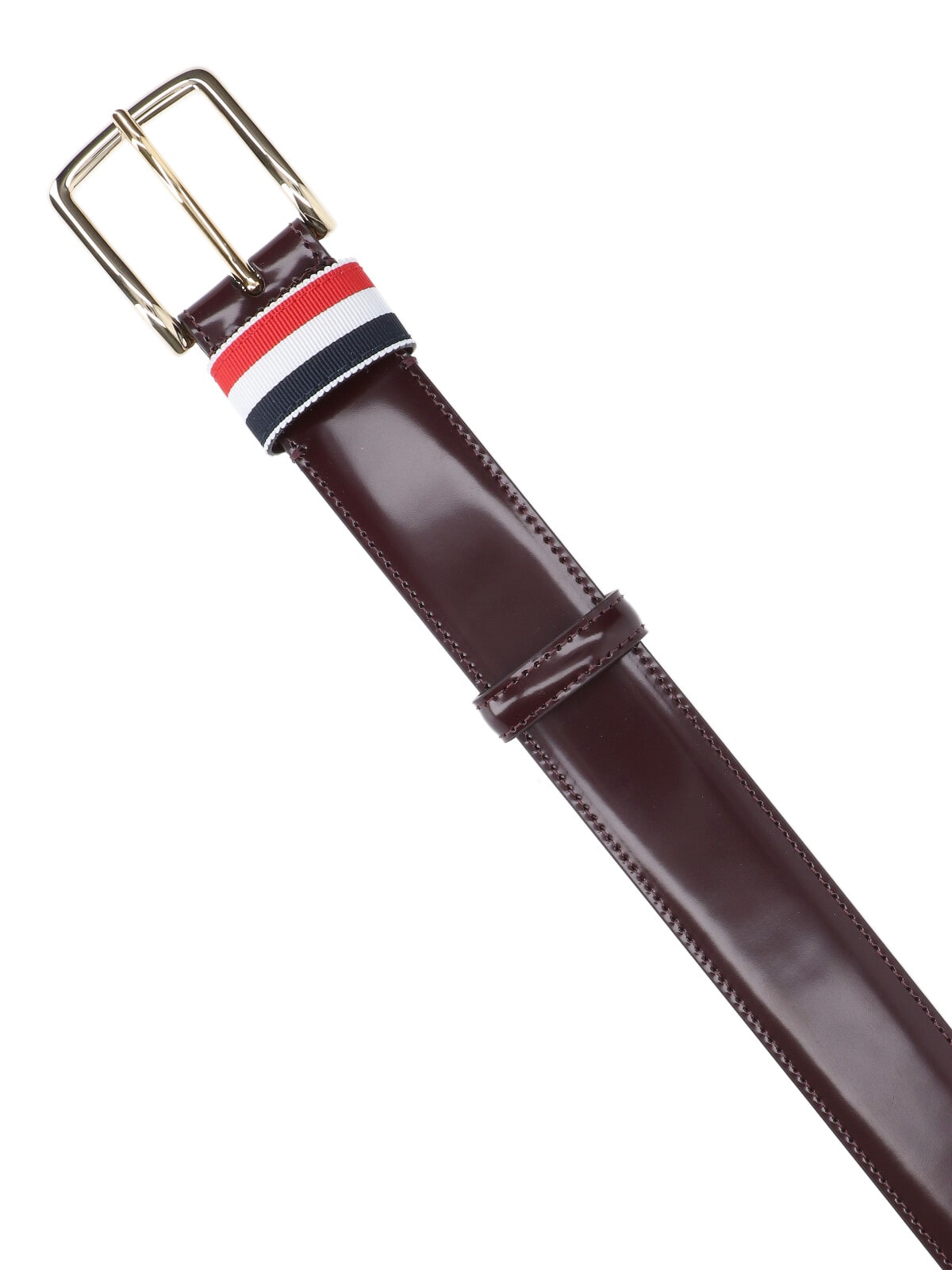 Thom Browne Striped Belt With Adjustable Fit And Gold-tone Buckle