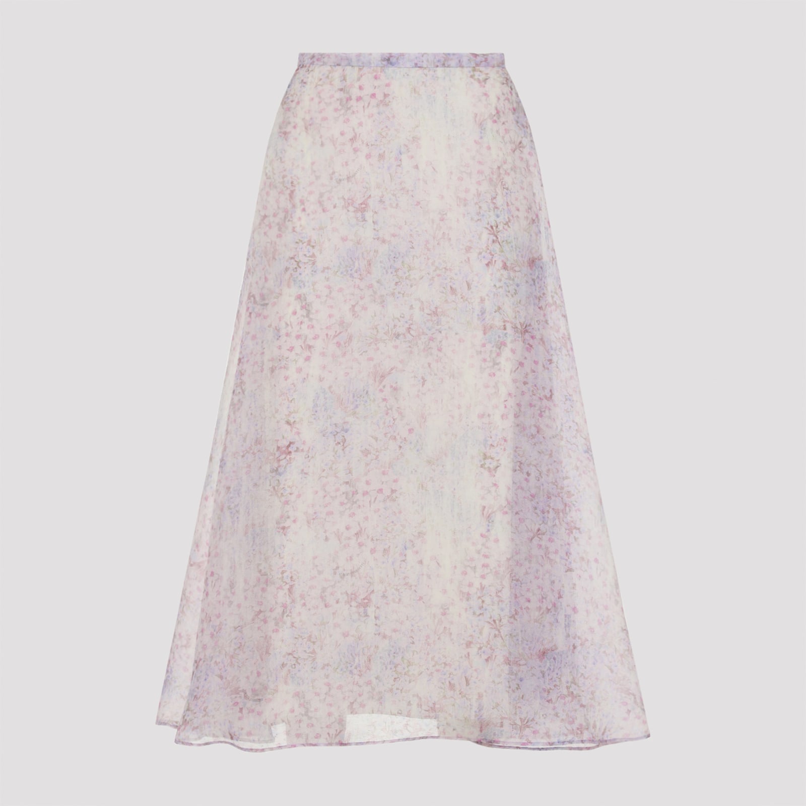 Alberta Ferretti Printed Organza Midi Skirt
