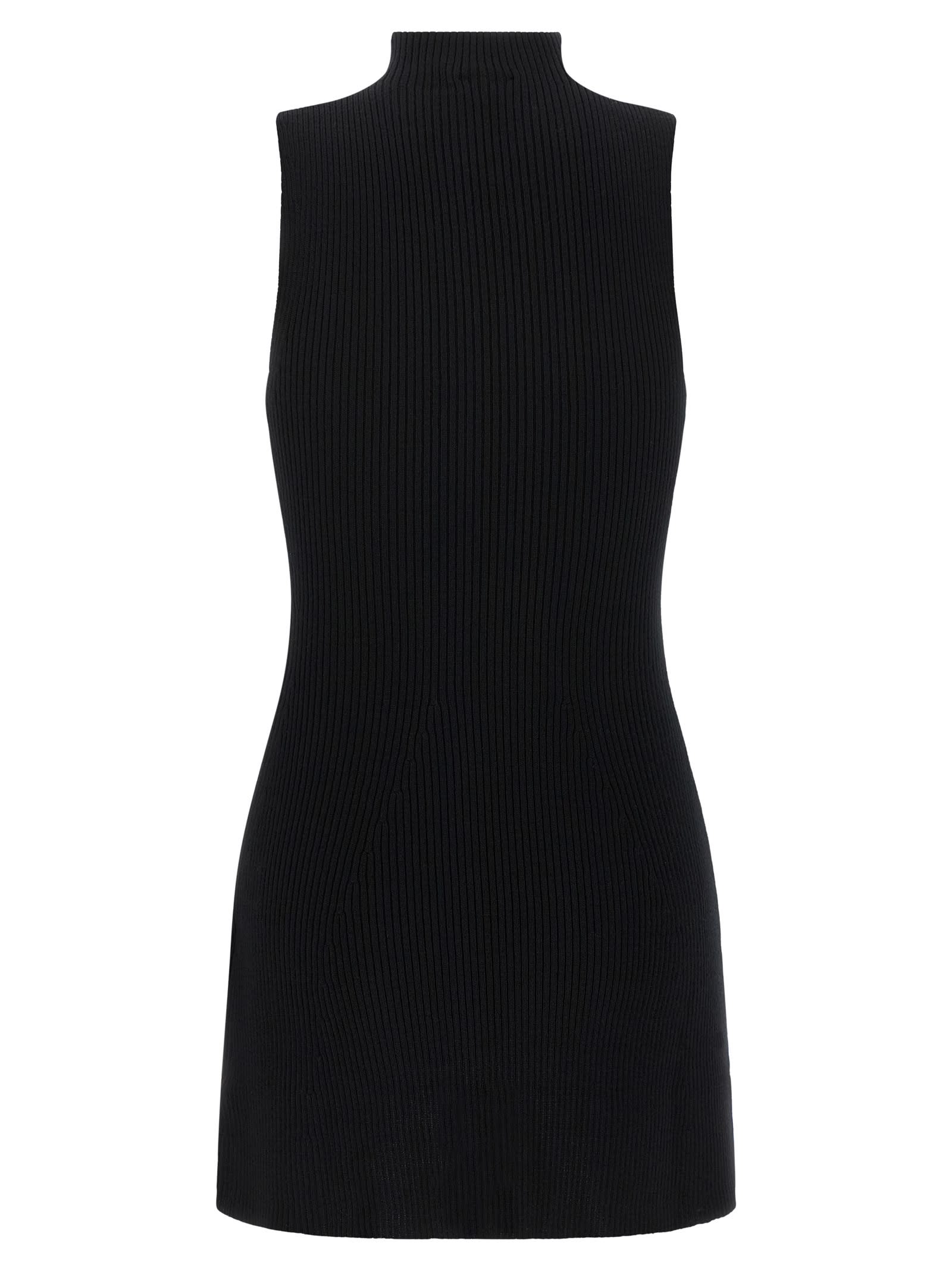 Diesel Womens 9xx M-olini Short Sleeveless Wool Knitted Mini Dress In Black