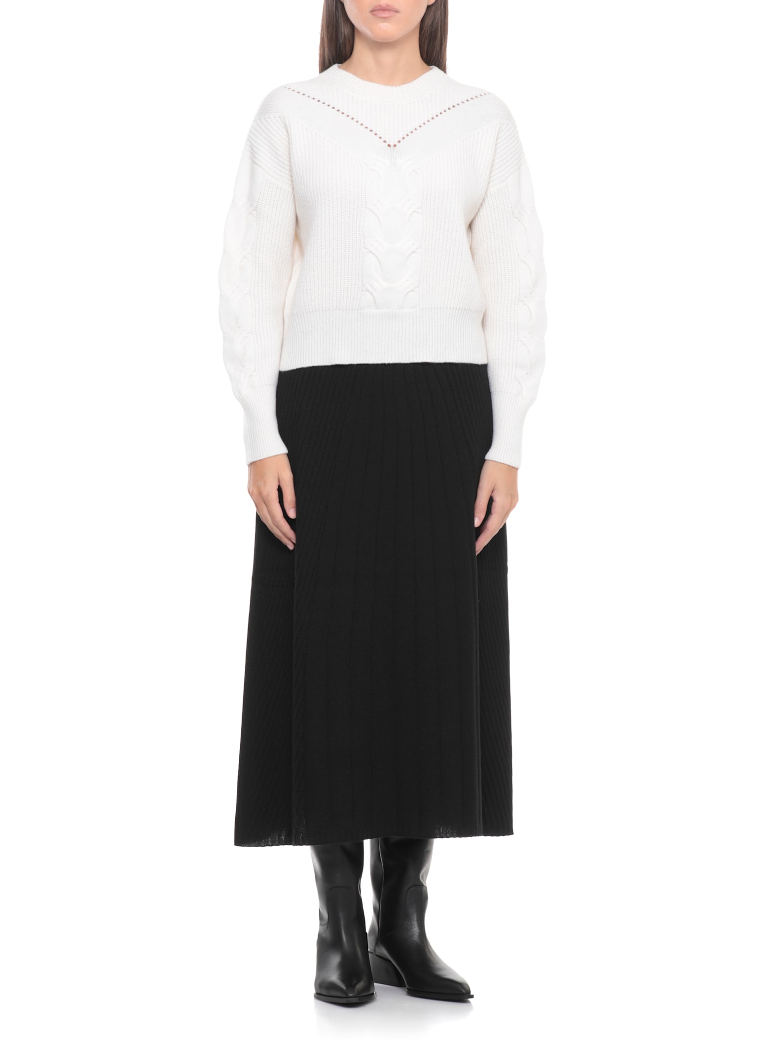 D Exterior Wool And Cashmere Sweater In White