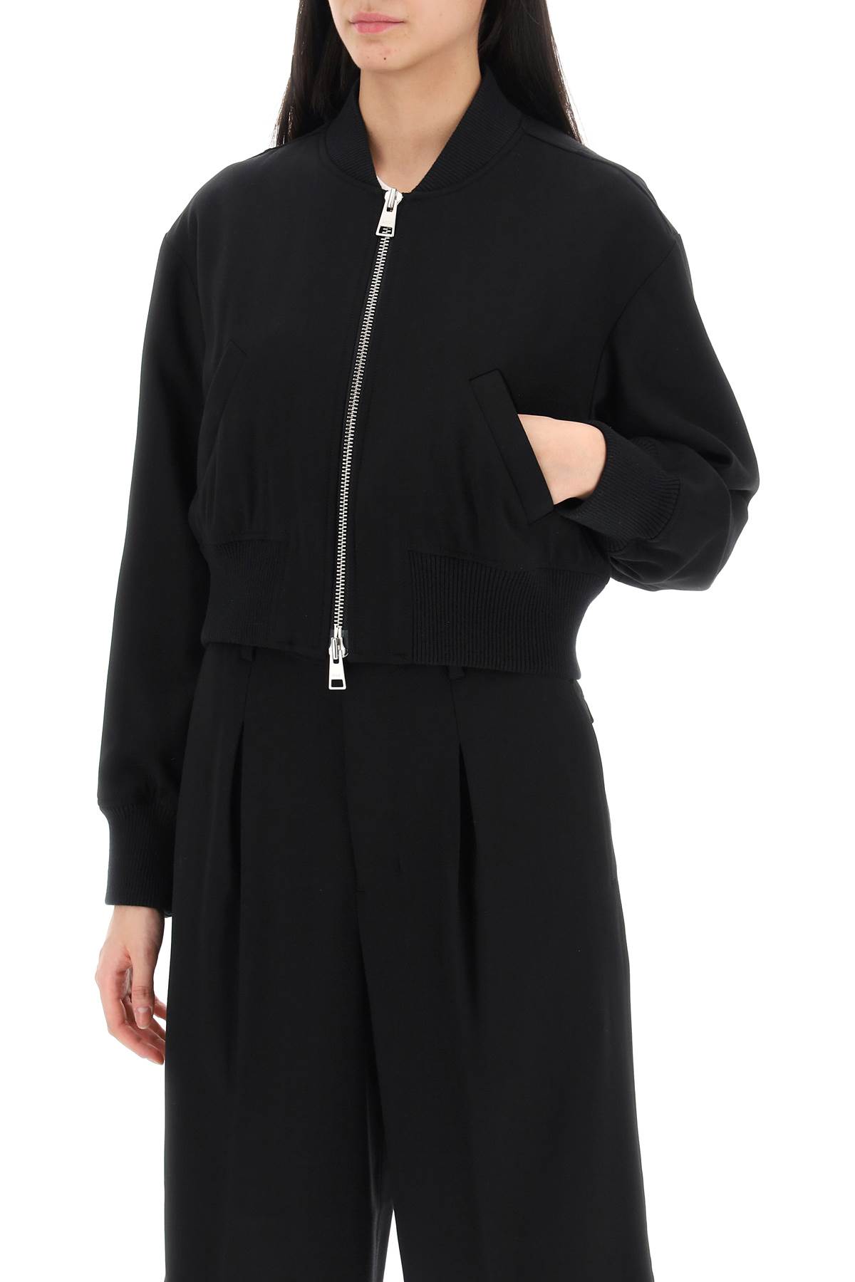 Shop Ami Alexandre Mattiussi Cropped Twill Bomber Jacket In Noir (black)