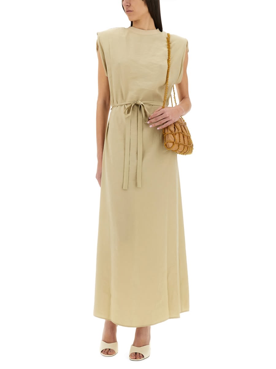 Shop Alysi Peach Touch Long Dress In Beige
