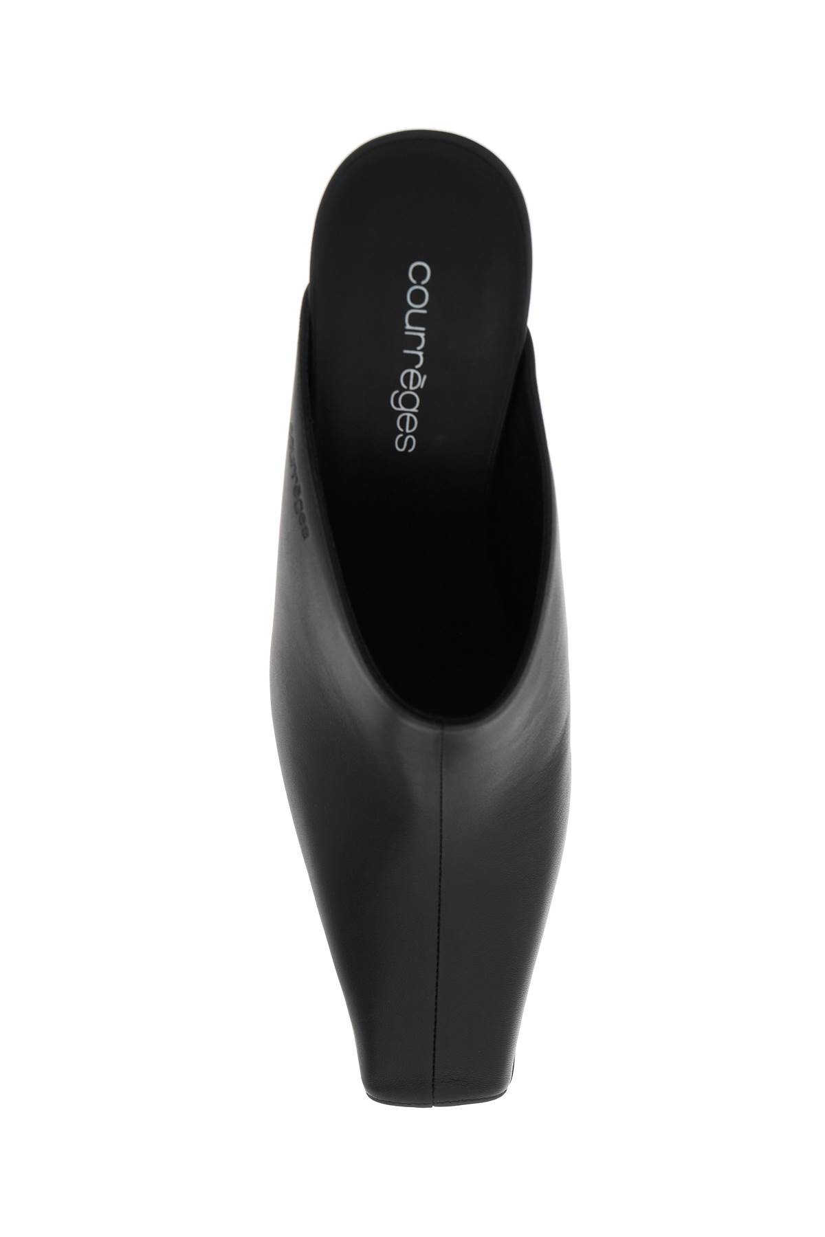 Shop Courrèges Leather Mules For In Black (black)