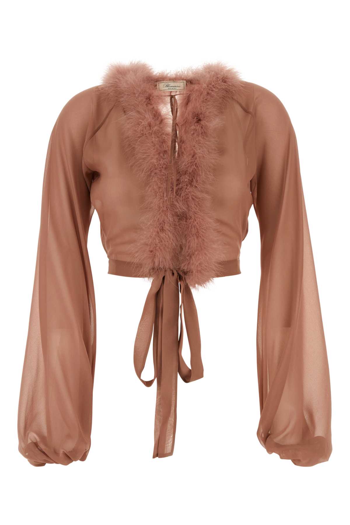 Shop Blumarine Antiqued Pink Georgette Blouse In Russet