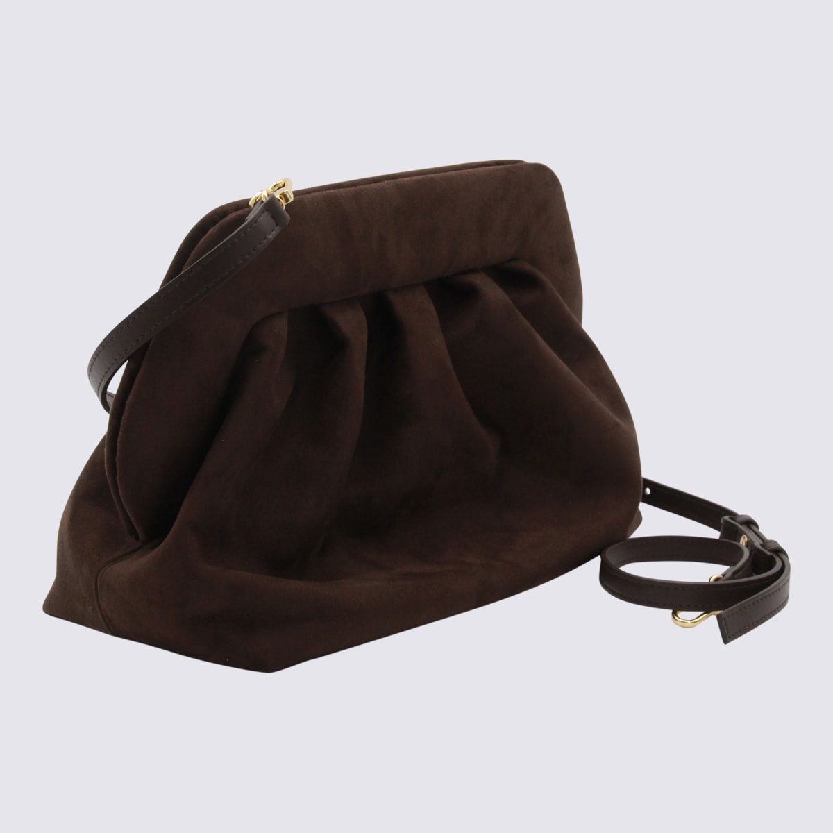 Themoirè Brown Vegan Bios Leather Clutches In Black
