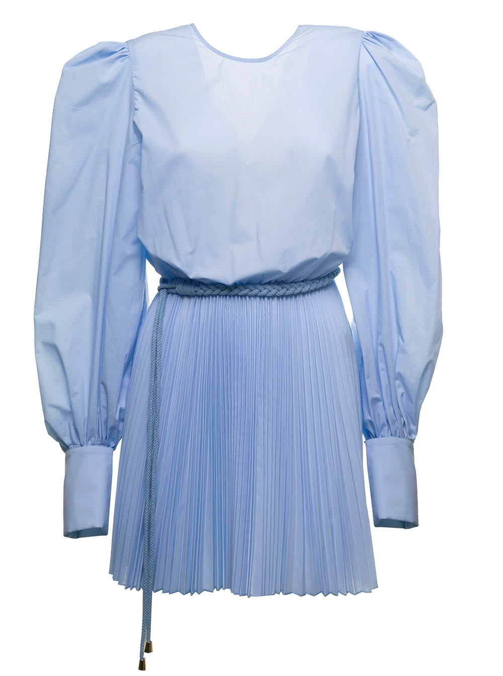 Federica Tosi Light Blue Pleated Dress With Belt