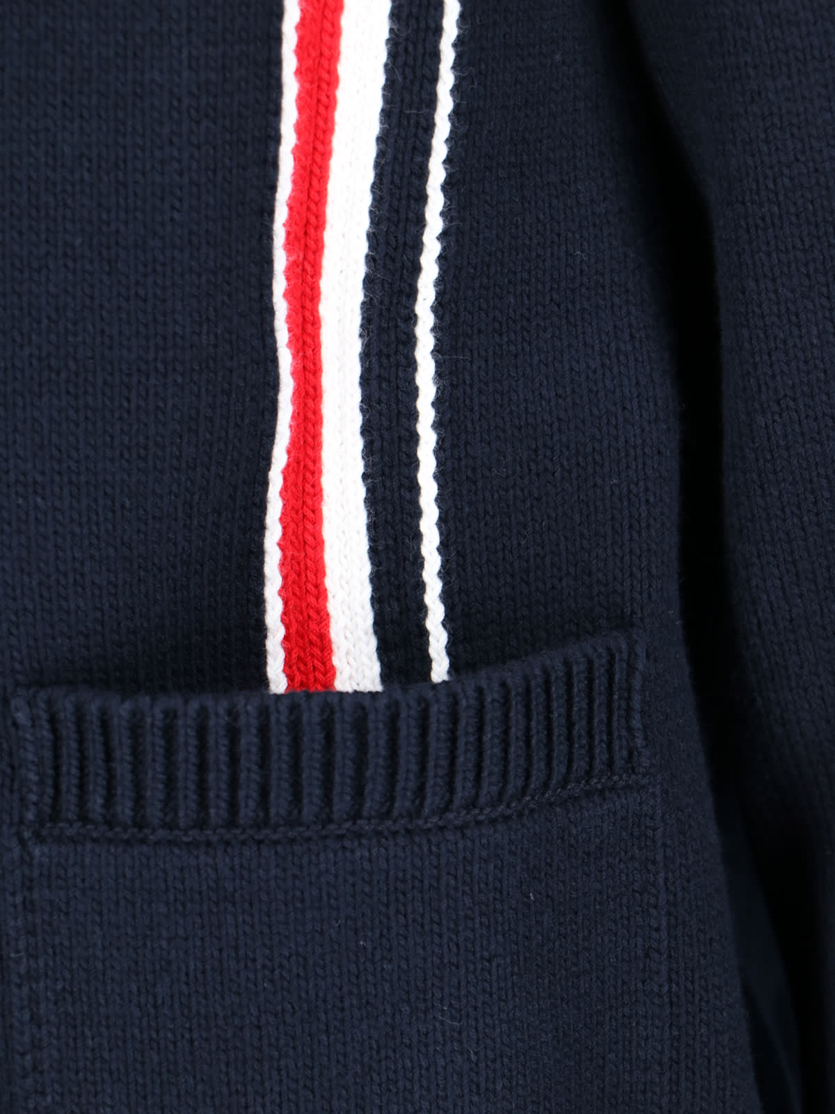 Shop Thom Browne Tricolor Detail Cardigan In Blue