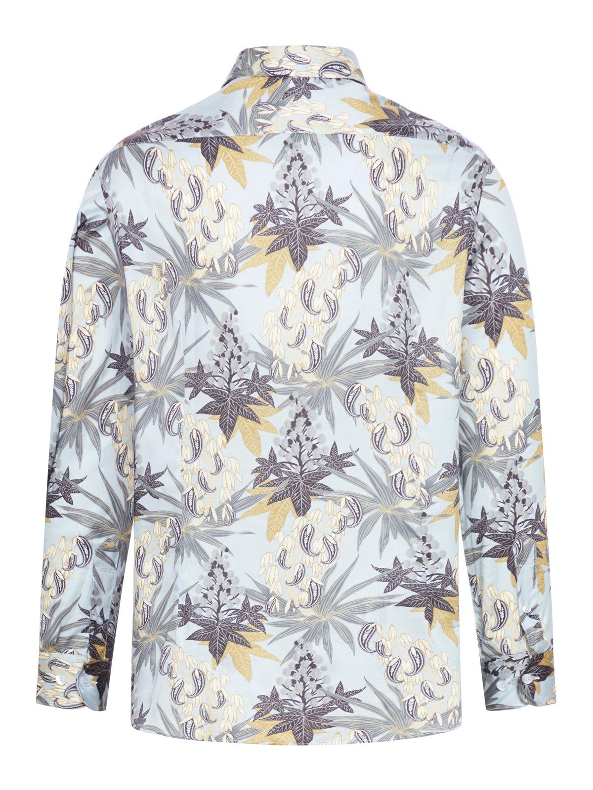 Shop Etro Patterned Long Sleeved Shirt In Clear Blue