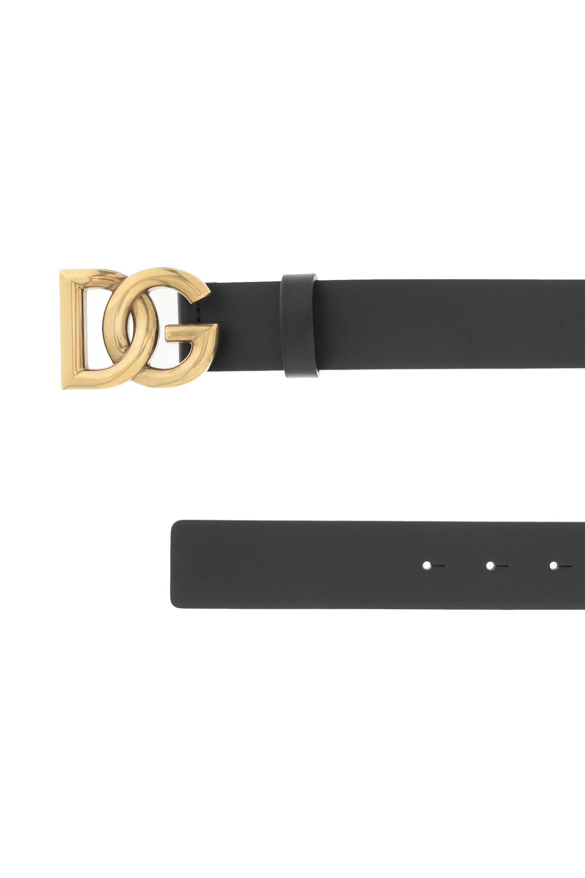 Shop Dolce & Gabbana Lux Leather Belt With Crossed Dg Logo In Nero Oro (black)