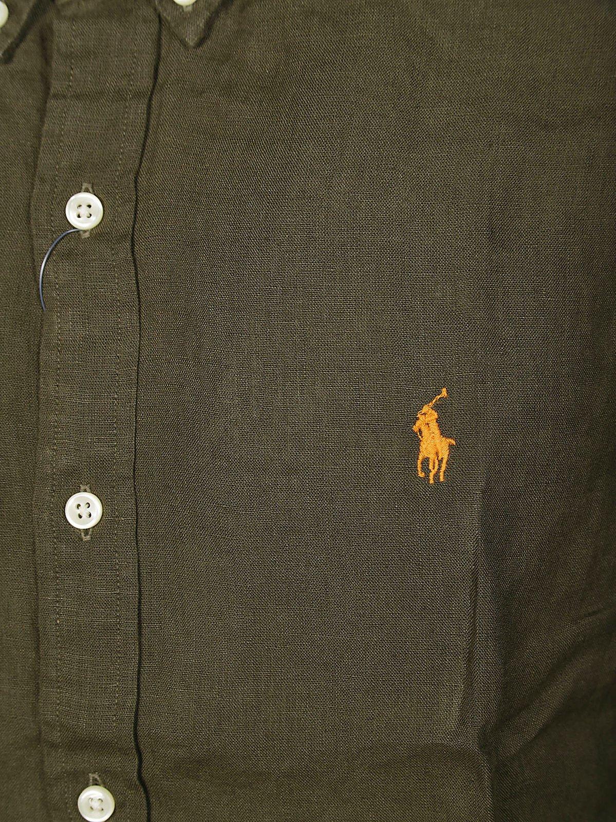 Shop Polo Ralph Lauren Logo Embroidered Buttoned Shirt In Verde