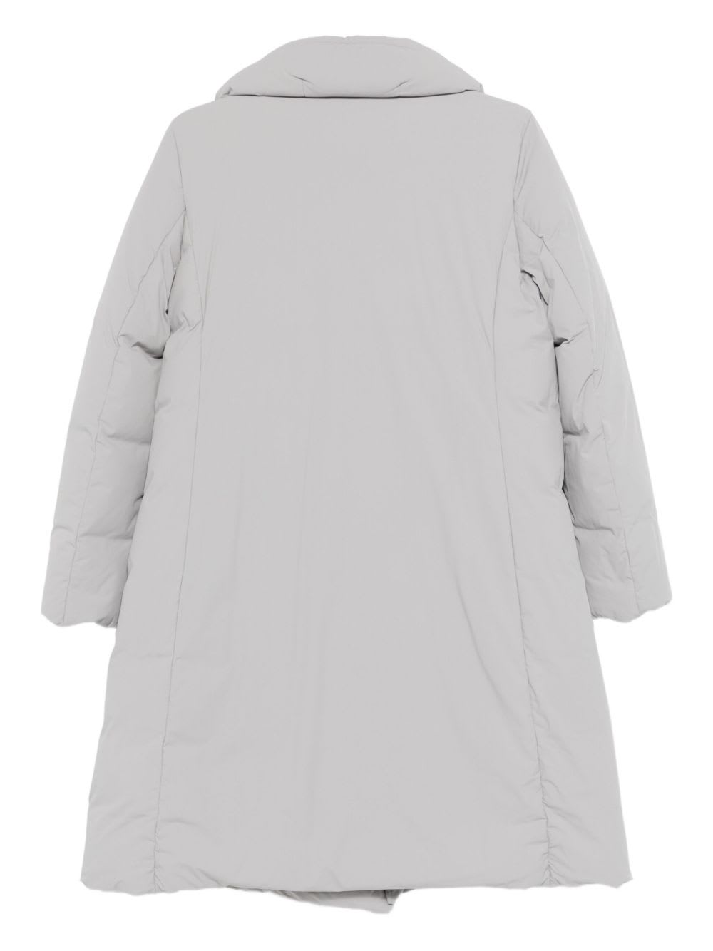 Emporio Armani Nylon Midi Down Jacket In Silver