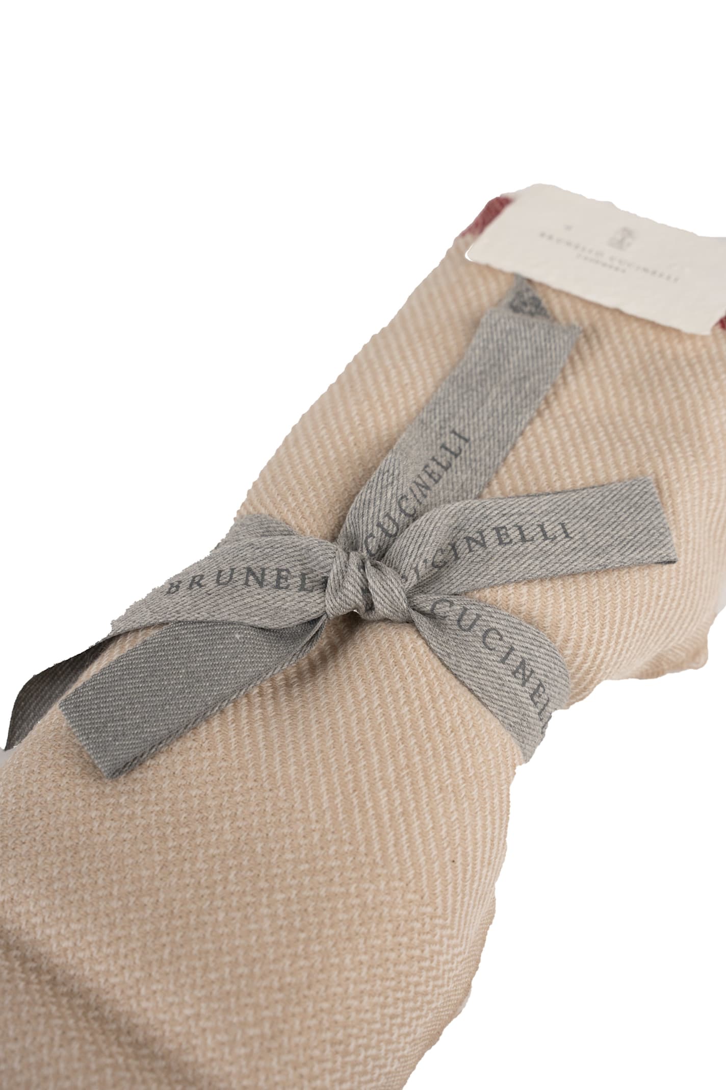 Shop Brunello Cucinelli Wool And Cashmere Scarf In Sabbia/falo/grigio Scuro