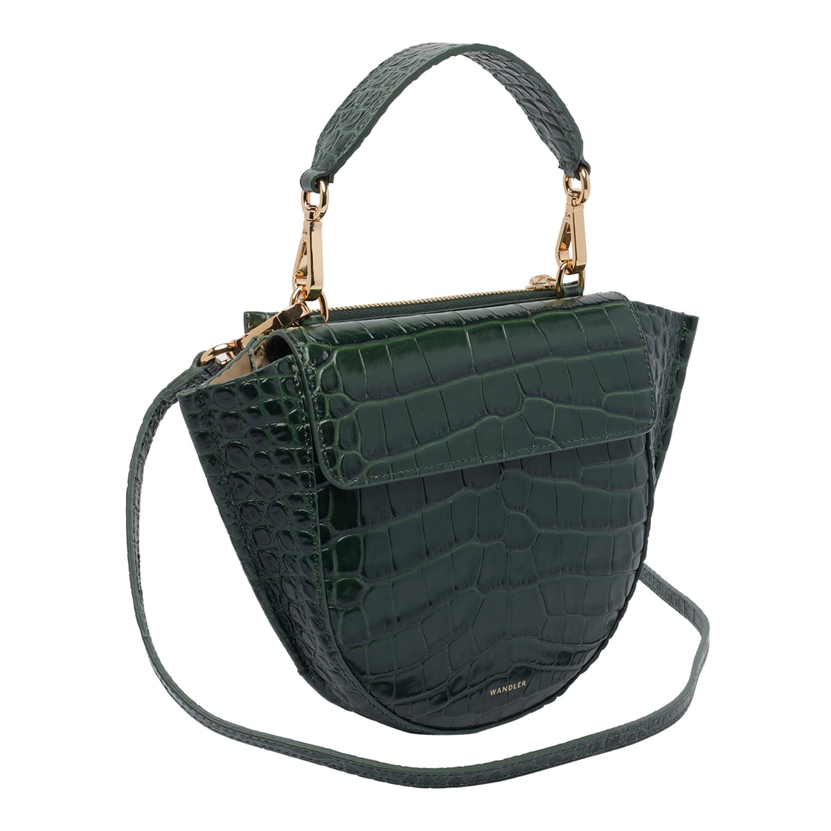 Wandler Womens Olive Croco Hortensia Mini Crocodile-effect Leather Shoulder Bag In Green
