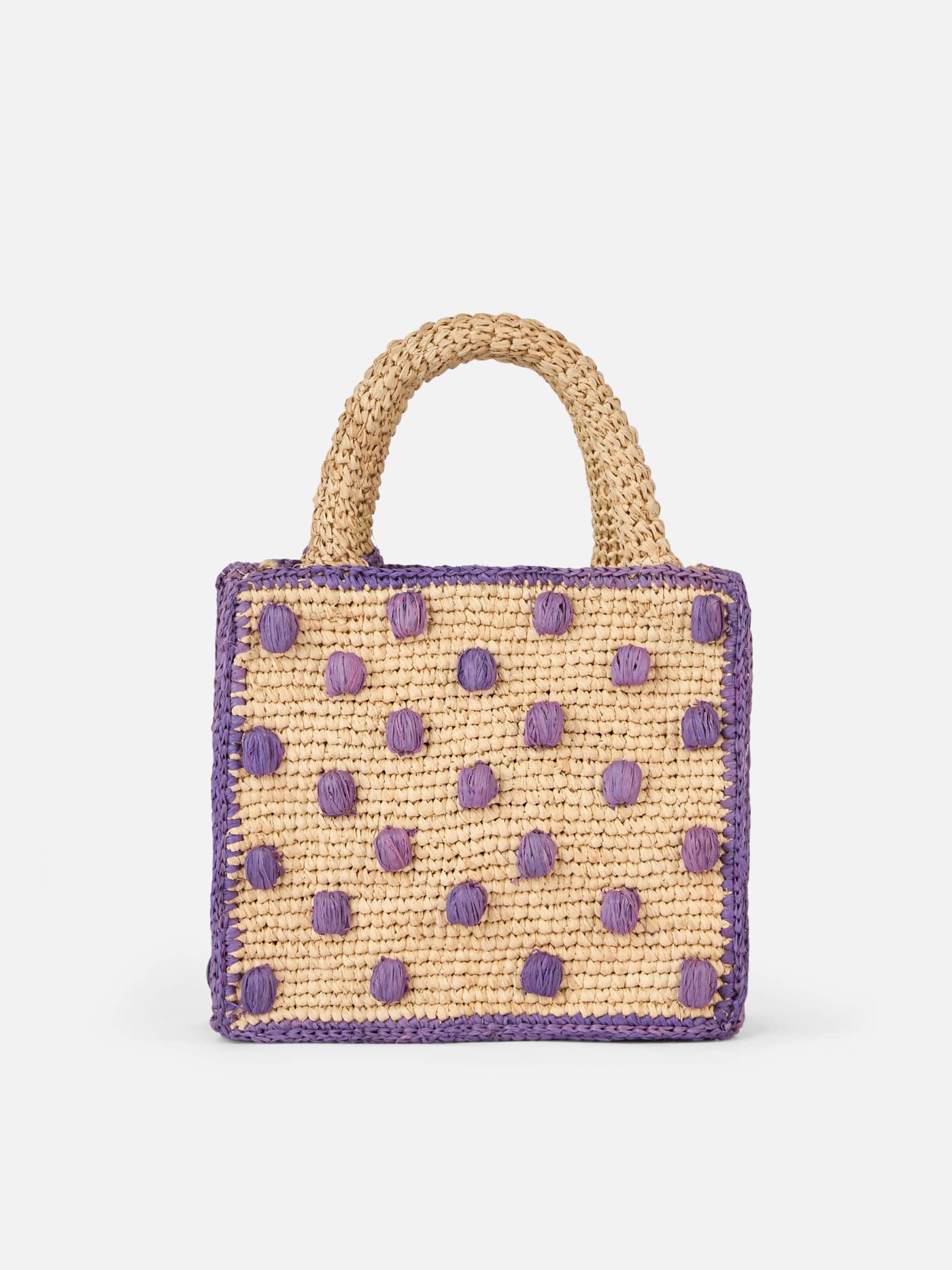 Shop Mc2 Saint Barth Beige Natural Mini Vanity Raffia Bag With Polka Dot Appliqués In Pink