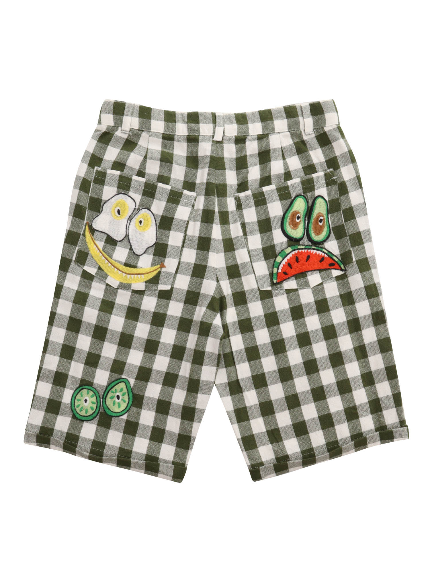 Shop Stella Mccartney Checked Shorts With Prints In Green