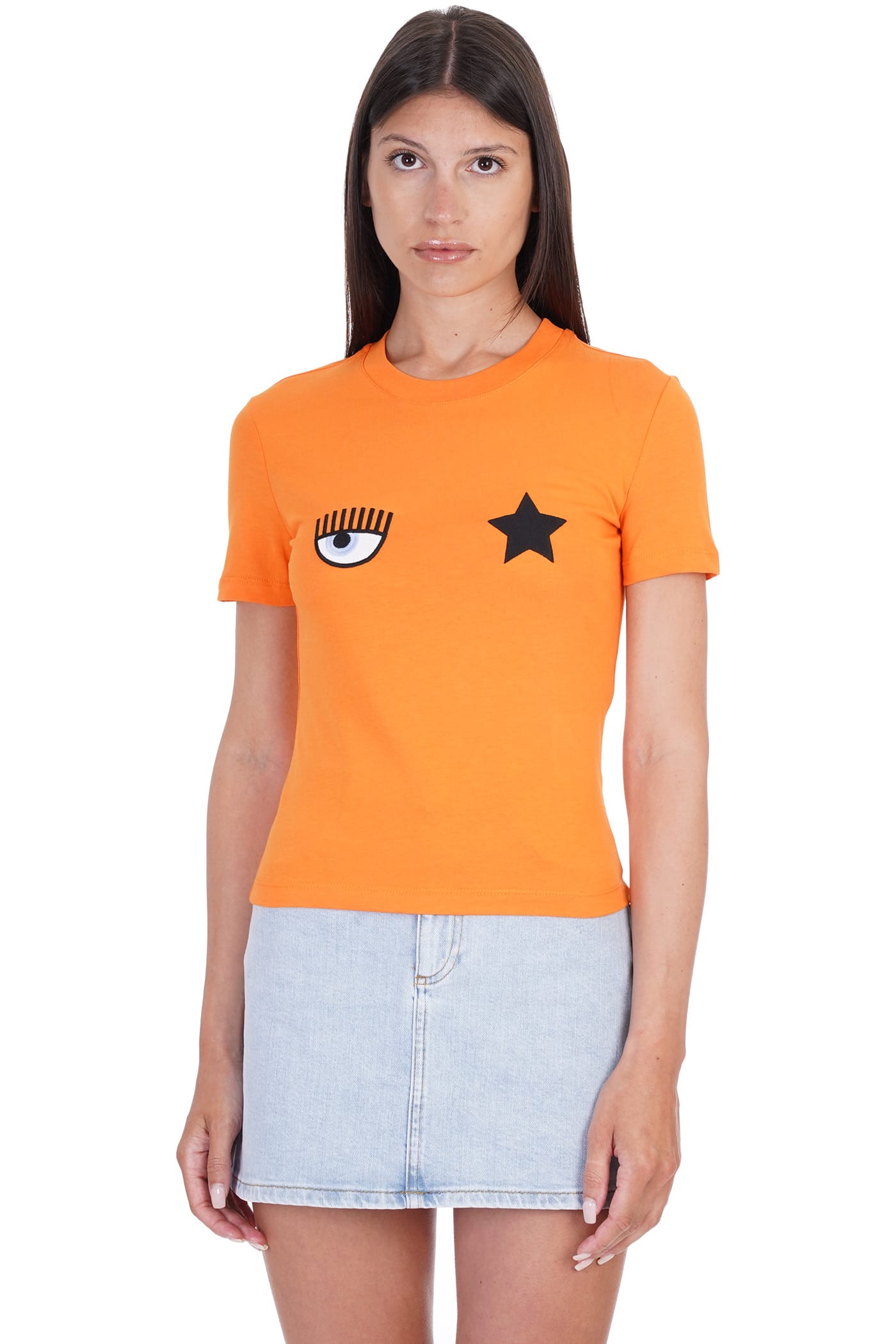 Chiara Ferragni T-shirt In Orange Cotton