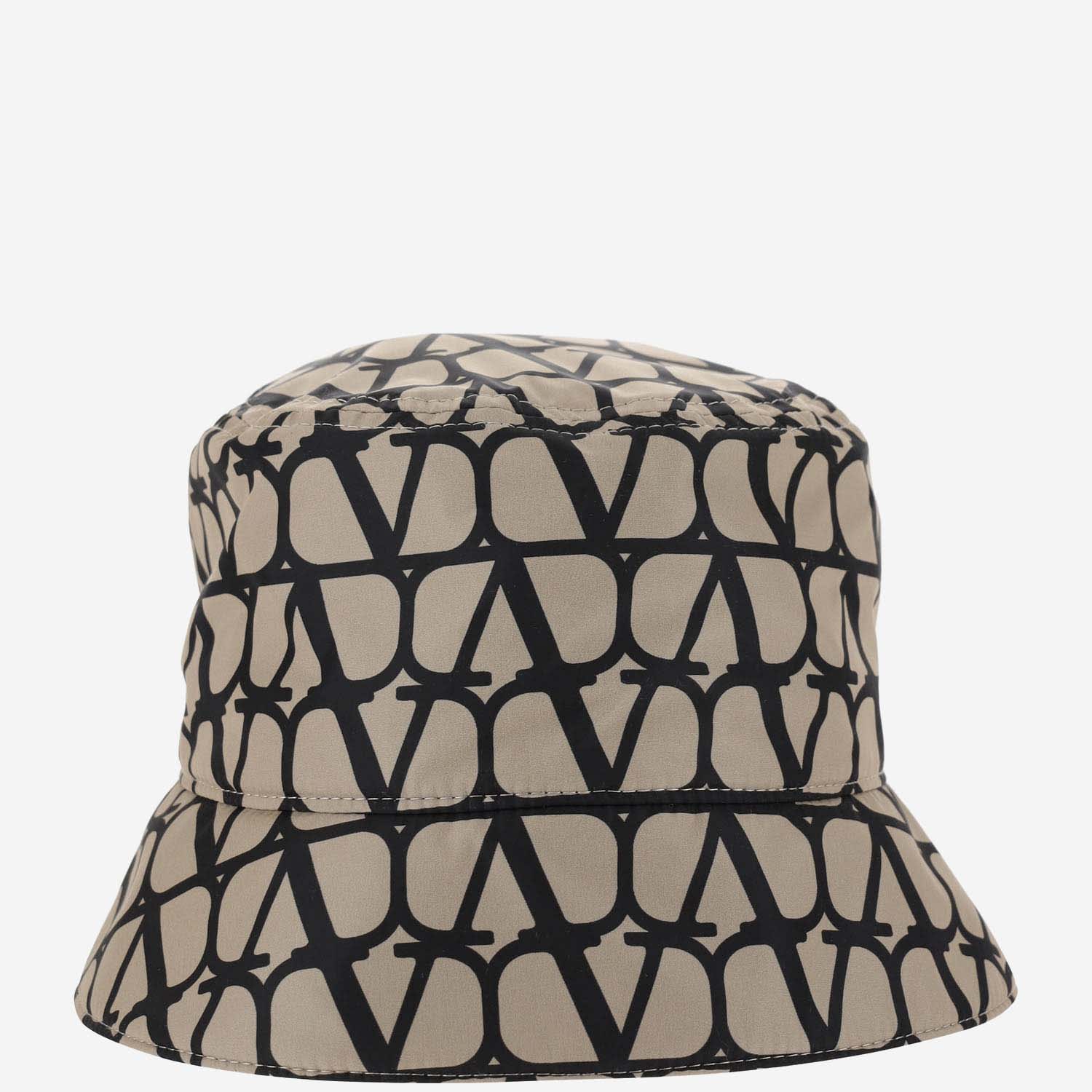Valentino Garavani Nylon Iconographe Bucket Toile Hat In Beige